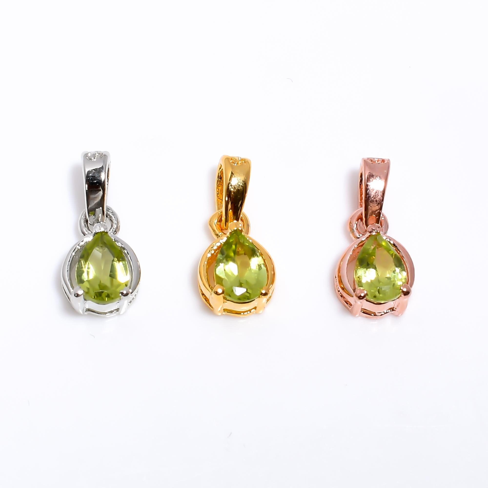 Handmade Peridot Pendant: 925 Sterling Silver Pear Jewelry