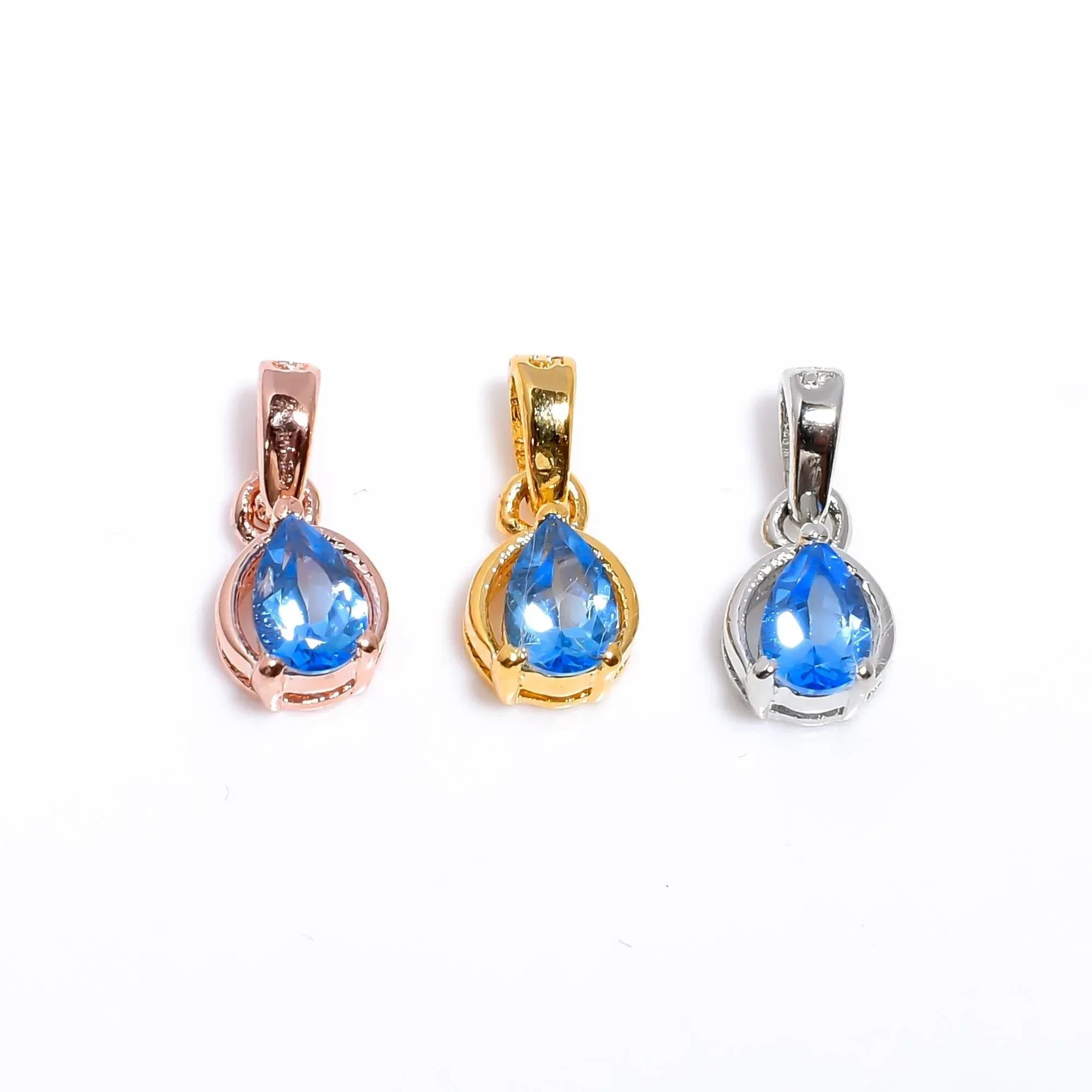 Handmade 925 Sterling Silver Swiss Blue Topaz Pear Pendant Jewelry