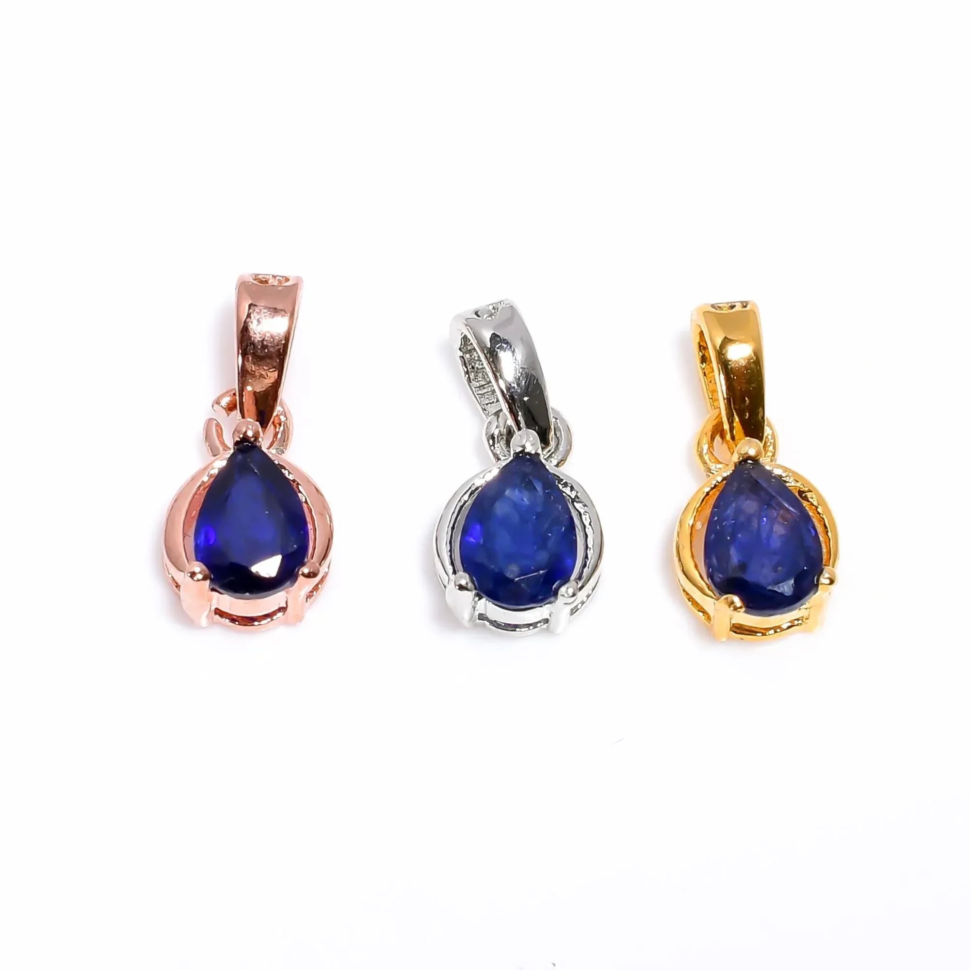 Pear Blue Sapphire Pendant: 925 Sterling Silver, Handmade Jewelry Jewelry