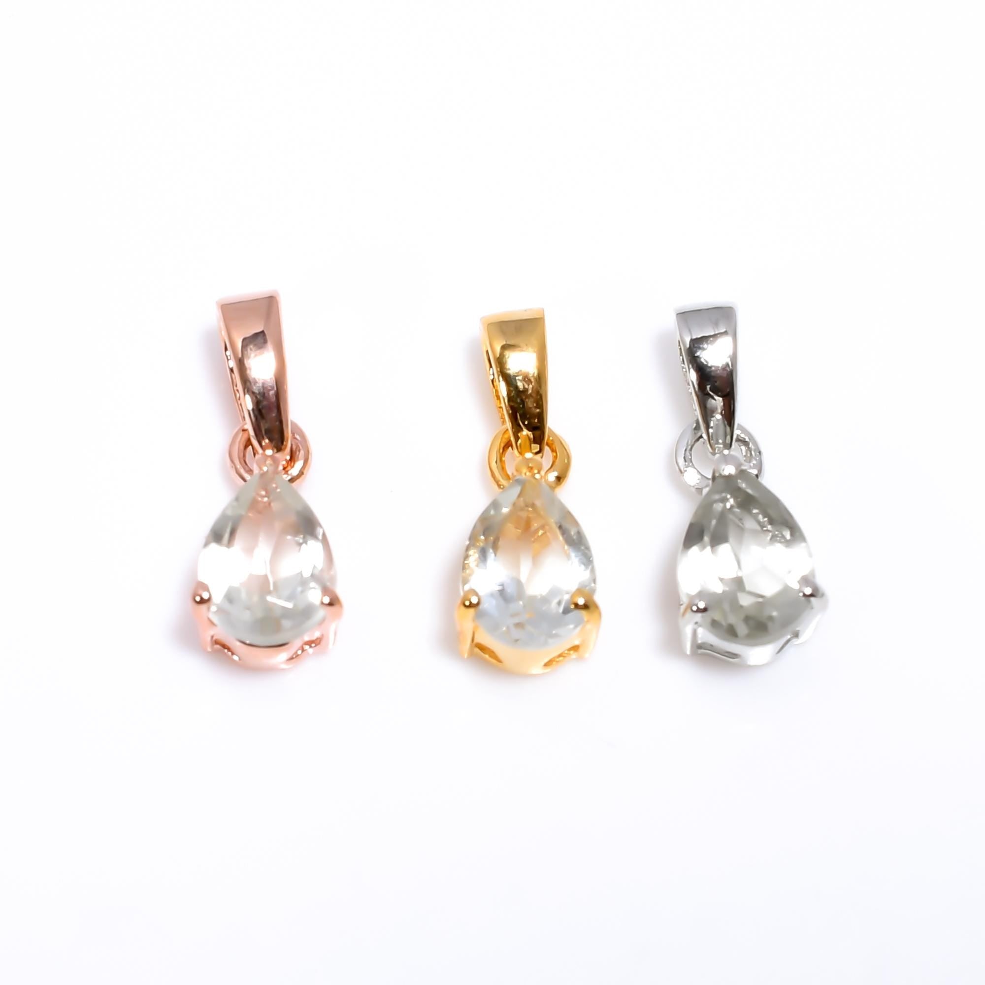 Green Amethyst Pear Pendant: 925 Sterling Silver, Handmade