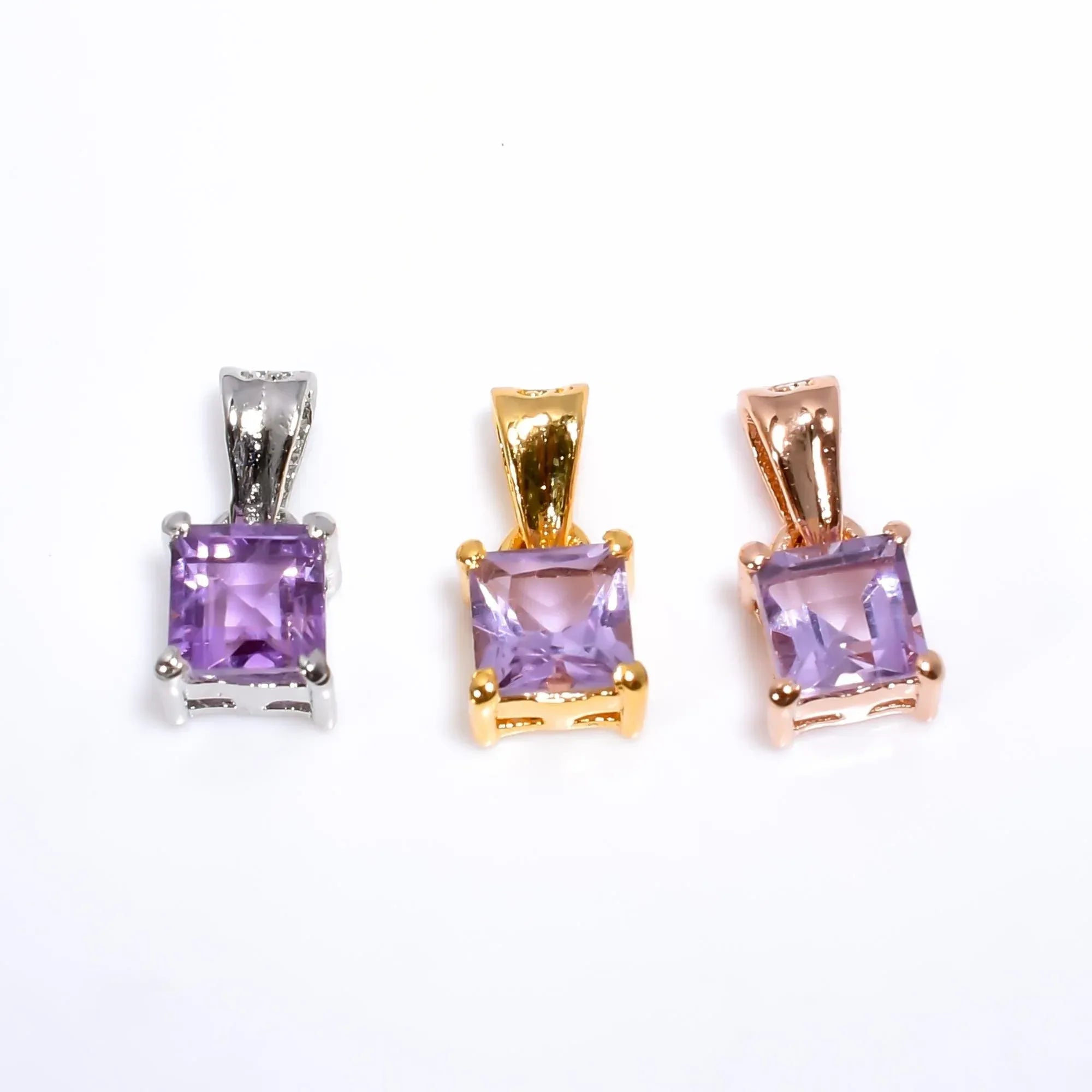 Pink Amethyst Pendant: Square Gemstone, 925 Sterling Silver, Handmade Jewelry