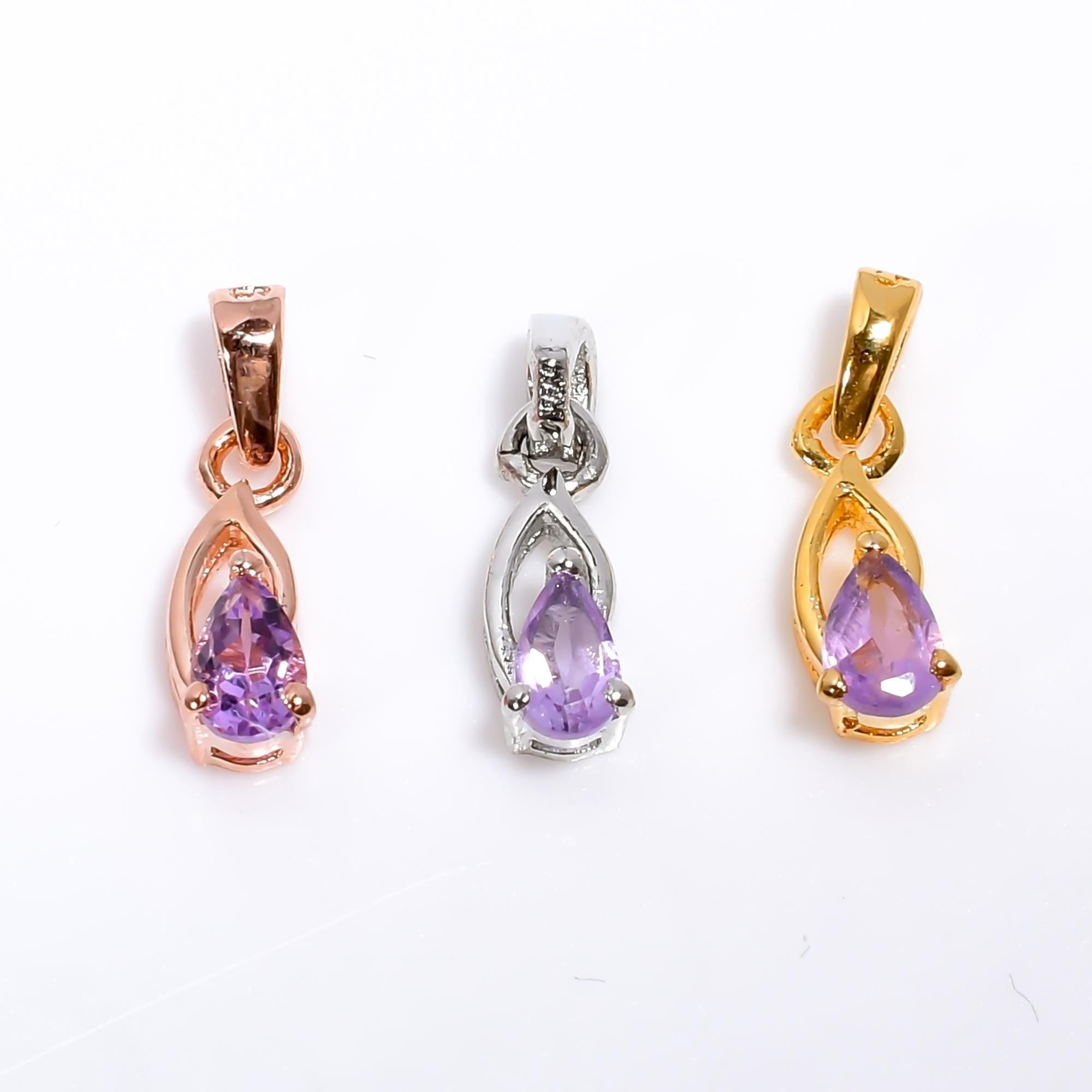 Handmade Amethyst Pear Pendant: 925 Sterling Silver, February Birthstone