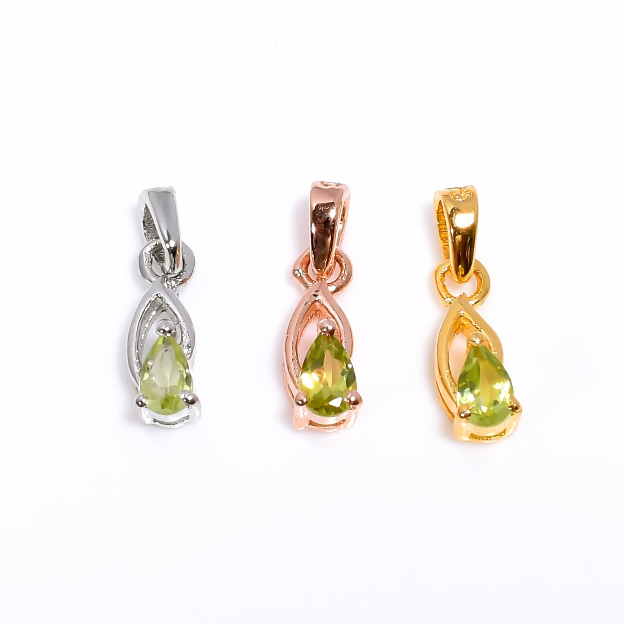 Pear Cut Peridot Pendant: Handmade Sterling Silver Gemstone Jewelry
