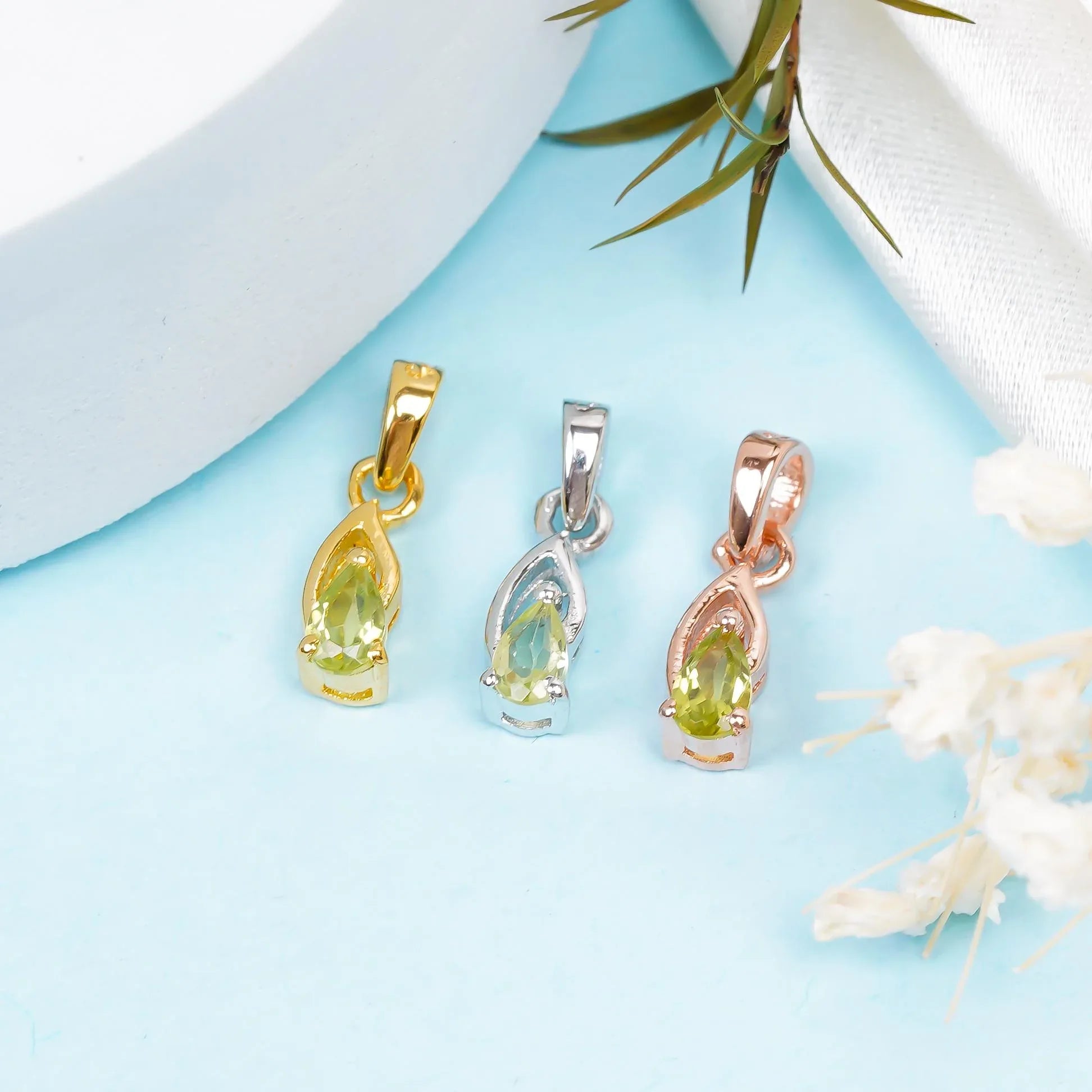 Pear Cut Peridot Pendant: Handmade Sterling Silver Gemstone Jewelry - Himalya Quartz