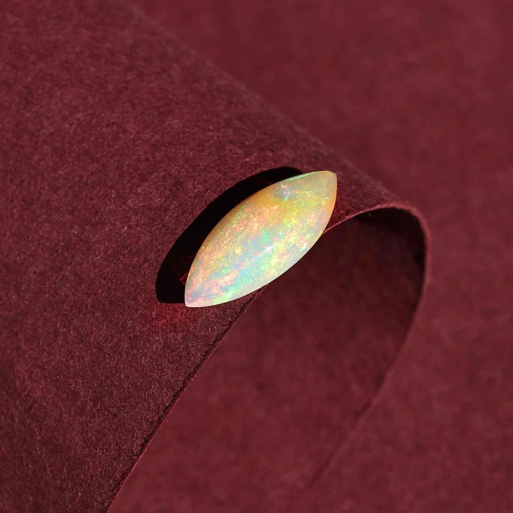 1.56 Carat Marquise White Ethiopian Opal Cabochon: Fire Opal Gemstone loose gemstones
