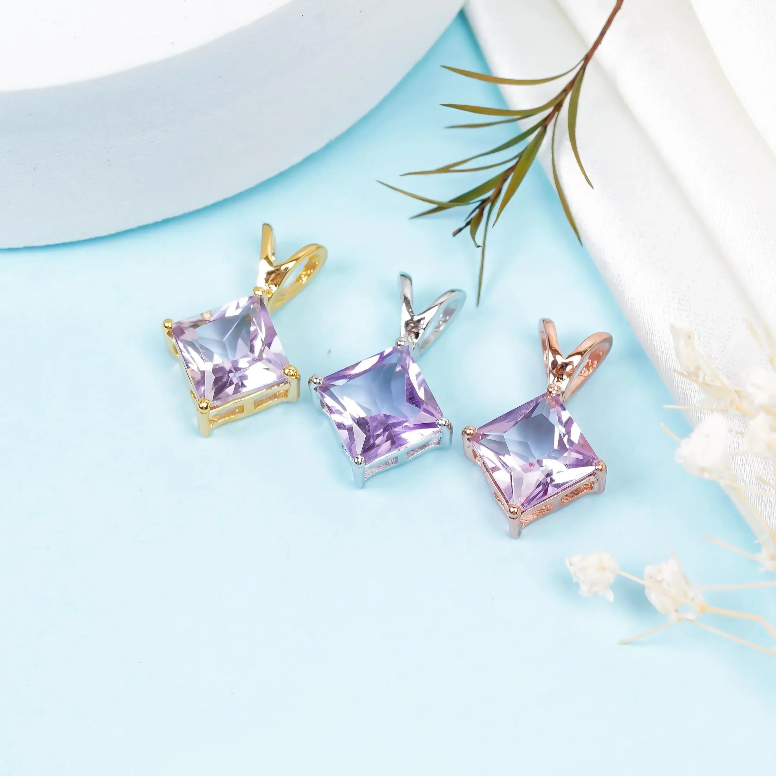 Dainty Pink Amethyst 925 Silver Pendant: February Birthstone Jewelry