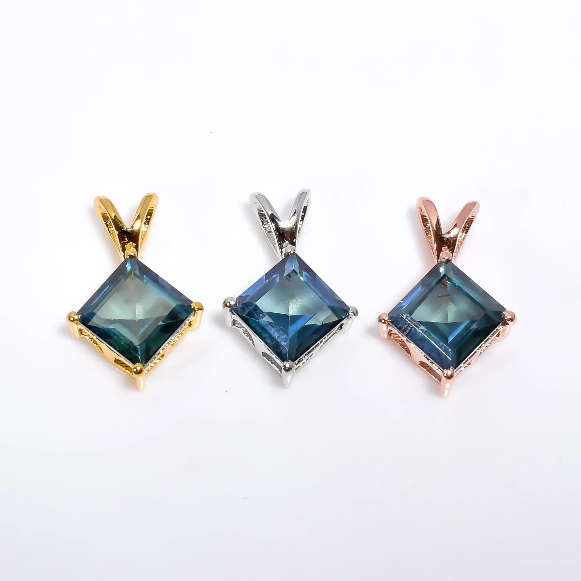 London Blue Topaz Pendant: 925 Solid Yellow Gold, December Birthstone Jewelry