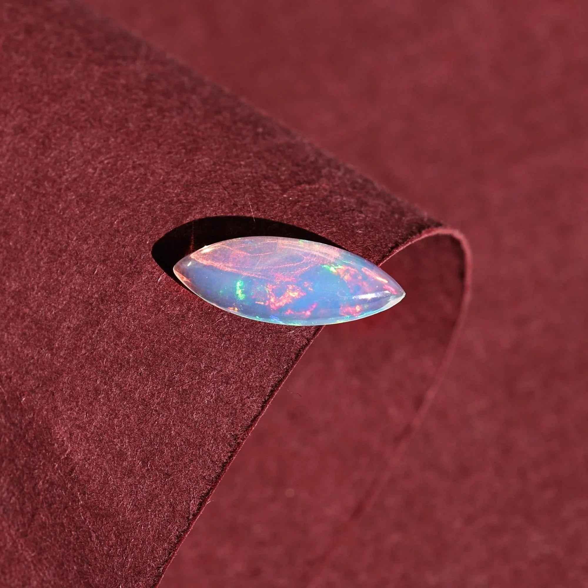 1.62 Carat Ethiopian Welo Opal Cabochon: Rainbow Flash Gemstone loose gemstones