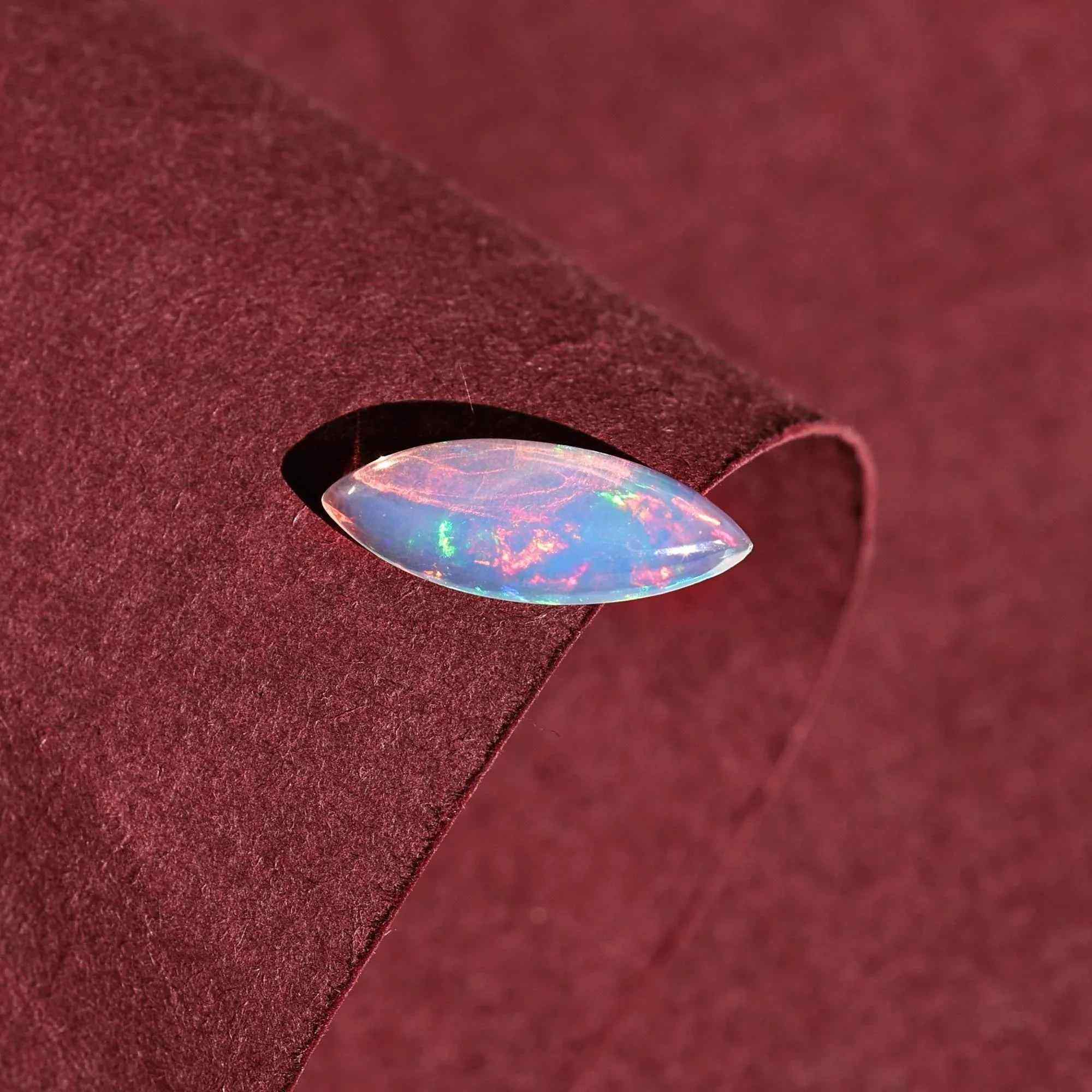 1.62 Carat Ethiopian Welo Opal Cabochon: Rainbow Flash Gemstone Loose Gemstones