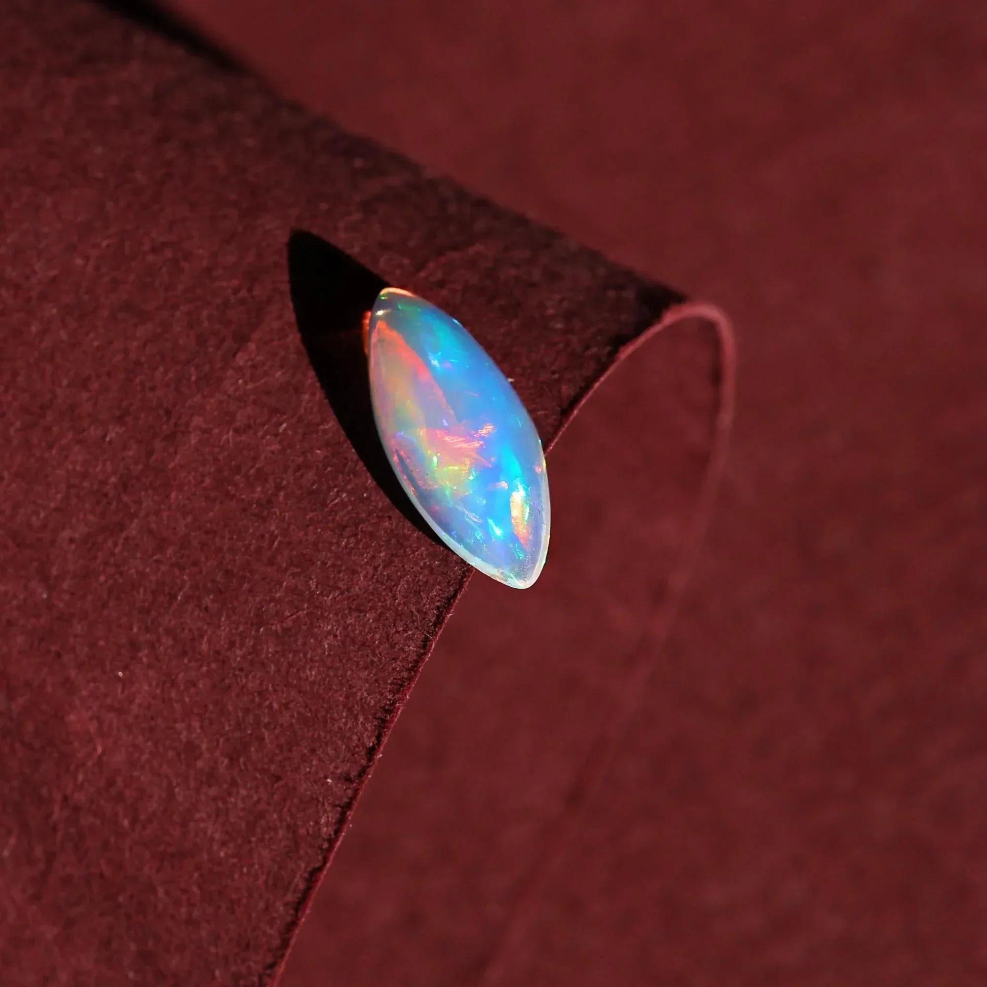 Ethiopian Opal Cabochon: Blue Fire Marquise Gemstone, 1.32 Carat loose gemstones