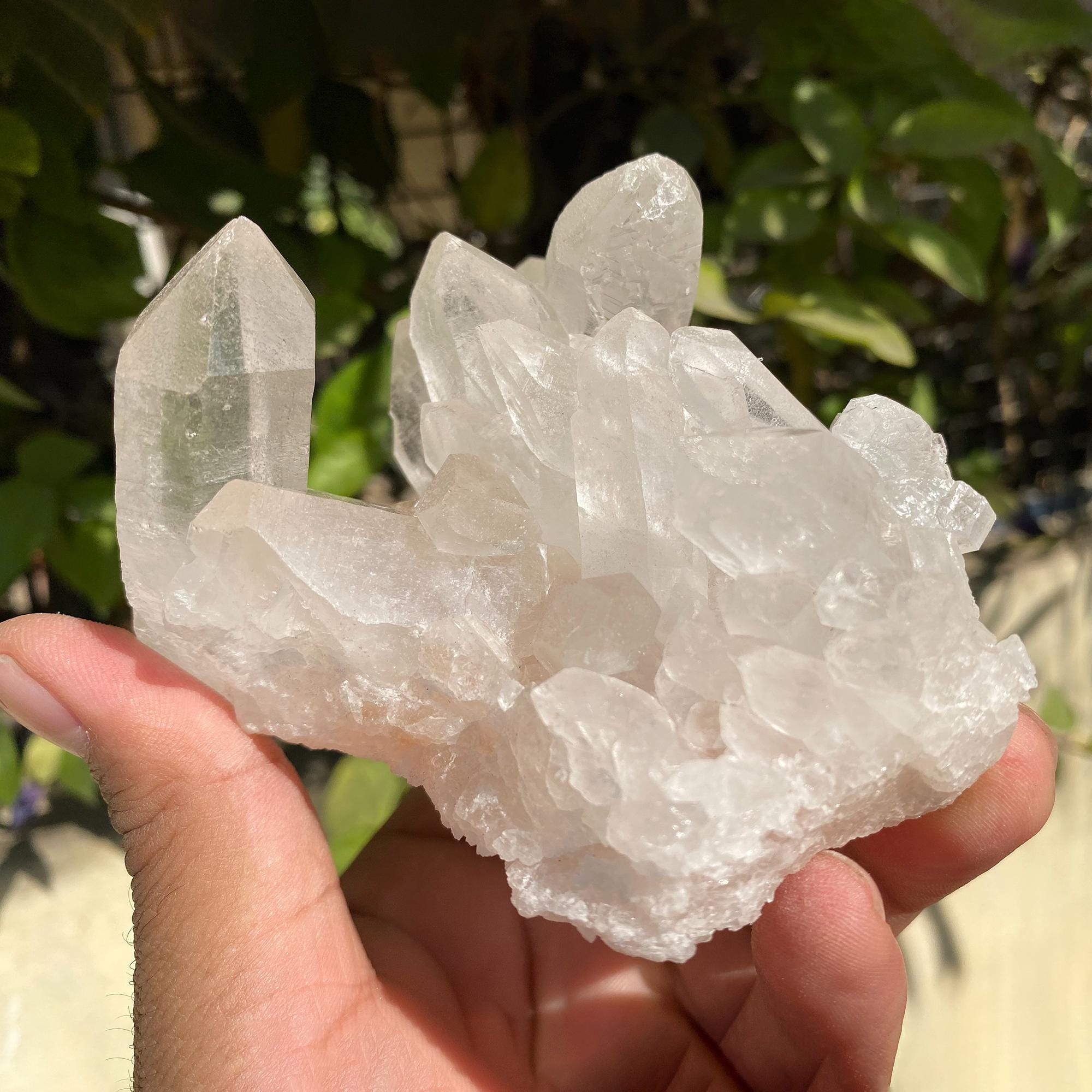 White Phantom Quartz Crystal Cluster 430gm