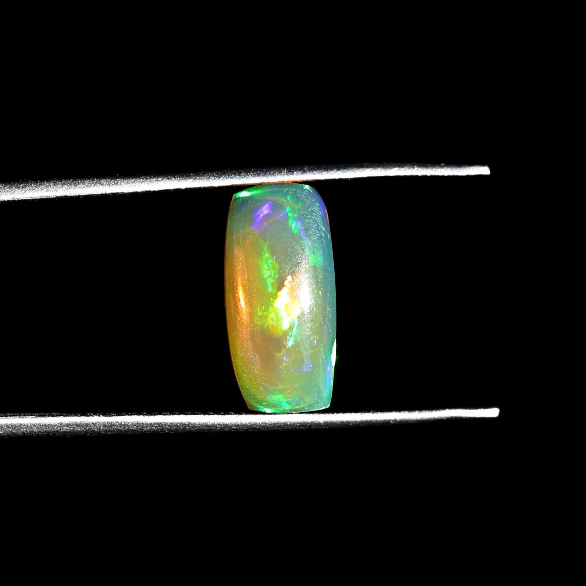 1.82 Carat Ethiopian Fire Opal Cabochon: White Cushion Gemstone - Himalya Quartz