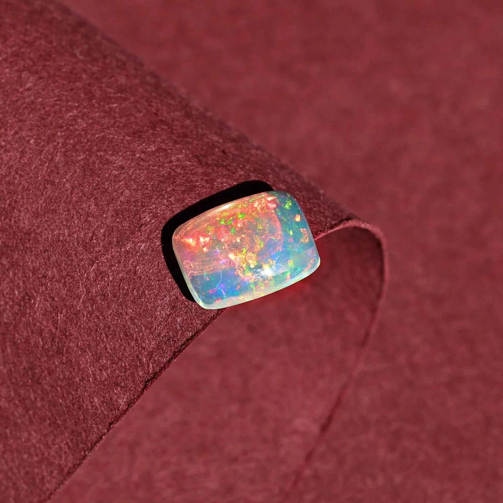 1.40 Carat Ethiopian Welo Opal Cabochon: AAA+ Grade White Fire Opal, October Birthstone loose gemstones