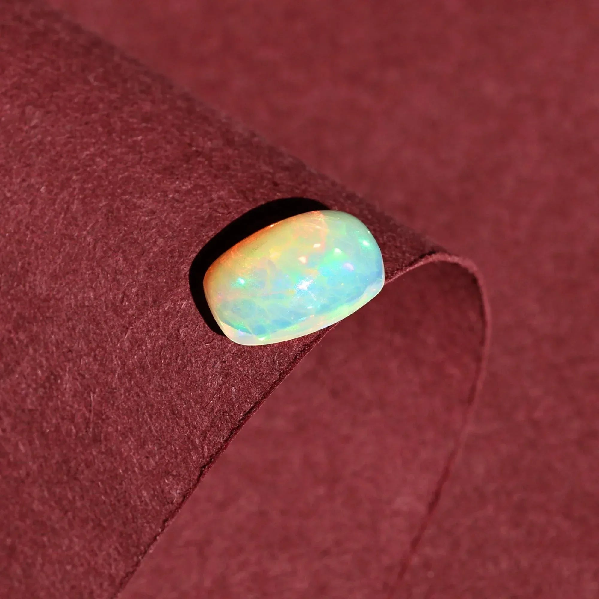 Loose White Ethiopian Opal Gemstone: 1.69 Carat Natural Fire Opal Cabochon for Jewelry Making loose gemstones