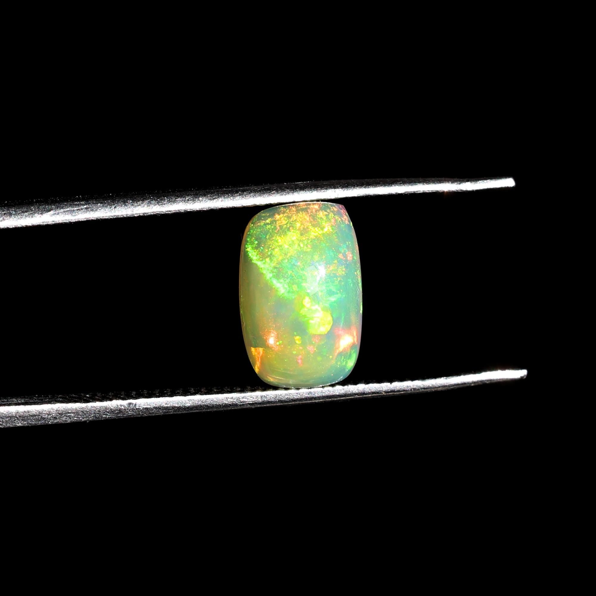 1.47 Carat Yellow Fire Opal Cabochon Gemstone: White Ethiopian Opal for Jewelry
