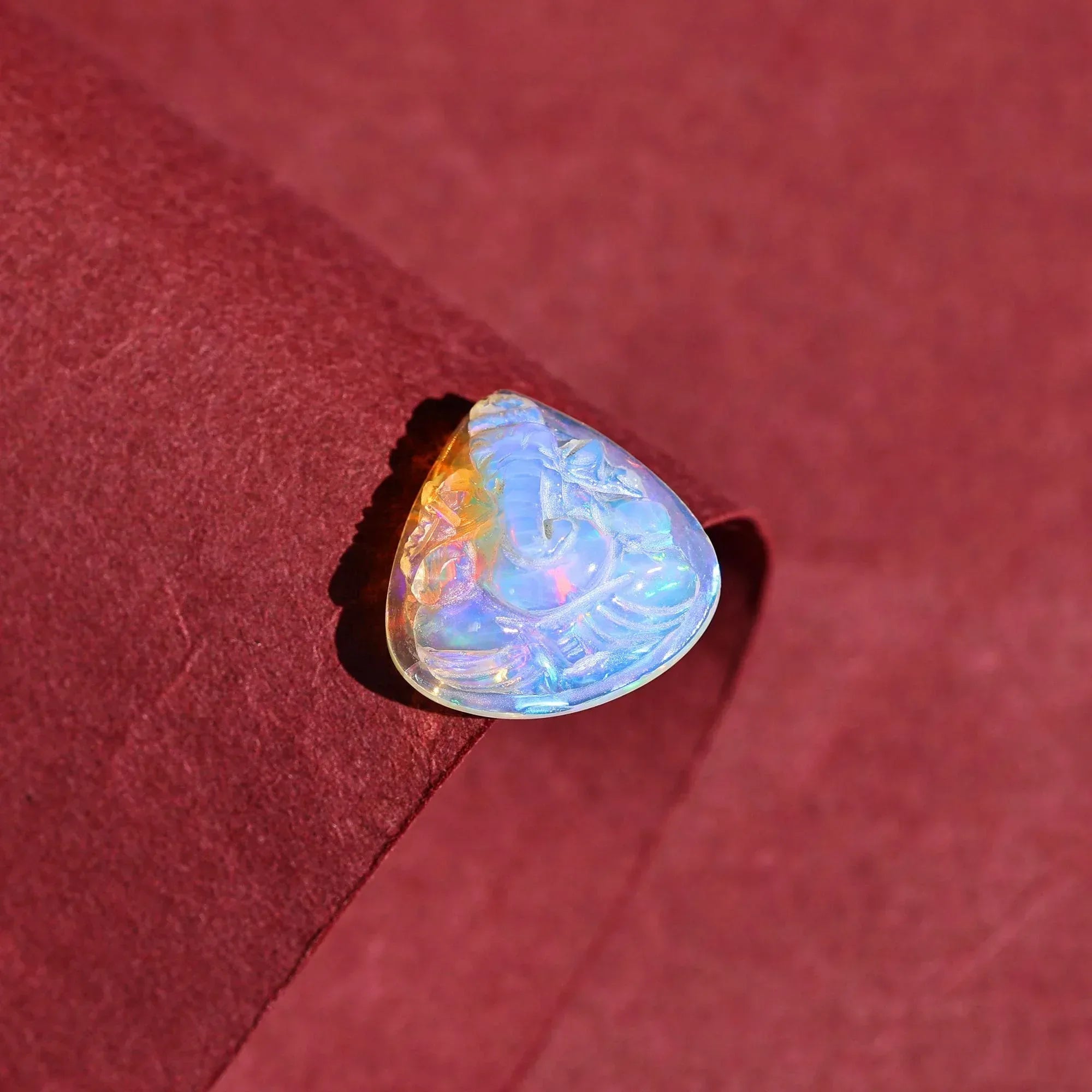 Ethiopian Opal Ganesha Carving: Handcrafted Hindu God Statue loose gemstones