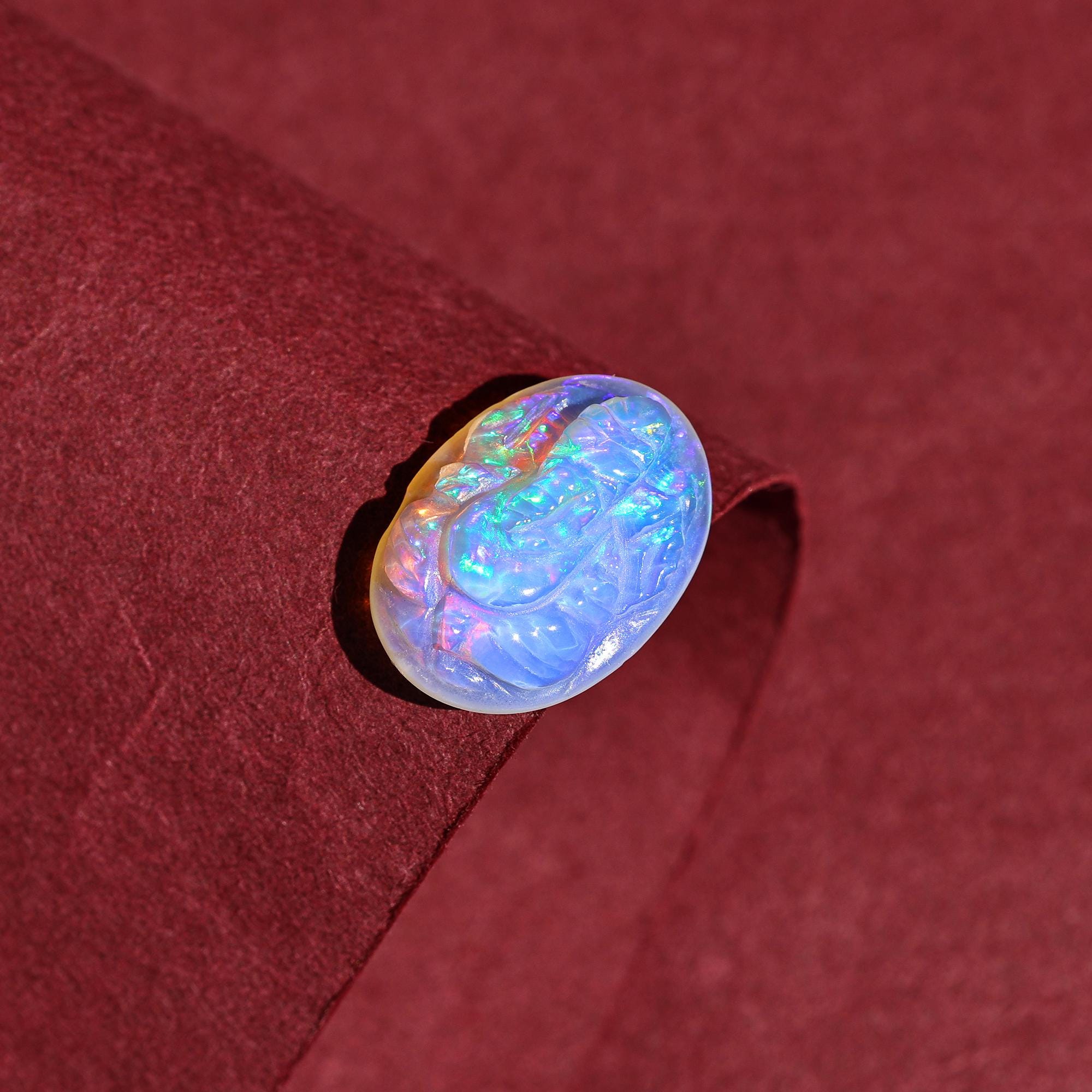 Ethiopian Opal Ganesha Carving: Handcrafted Hindu God Statue