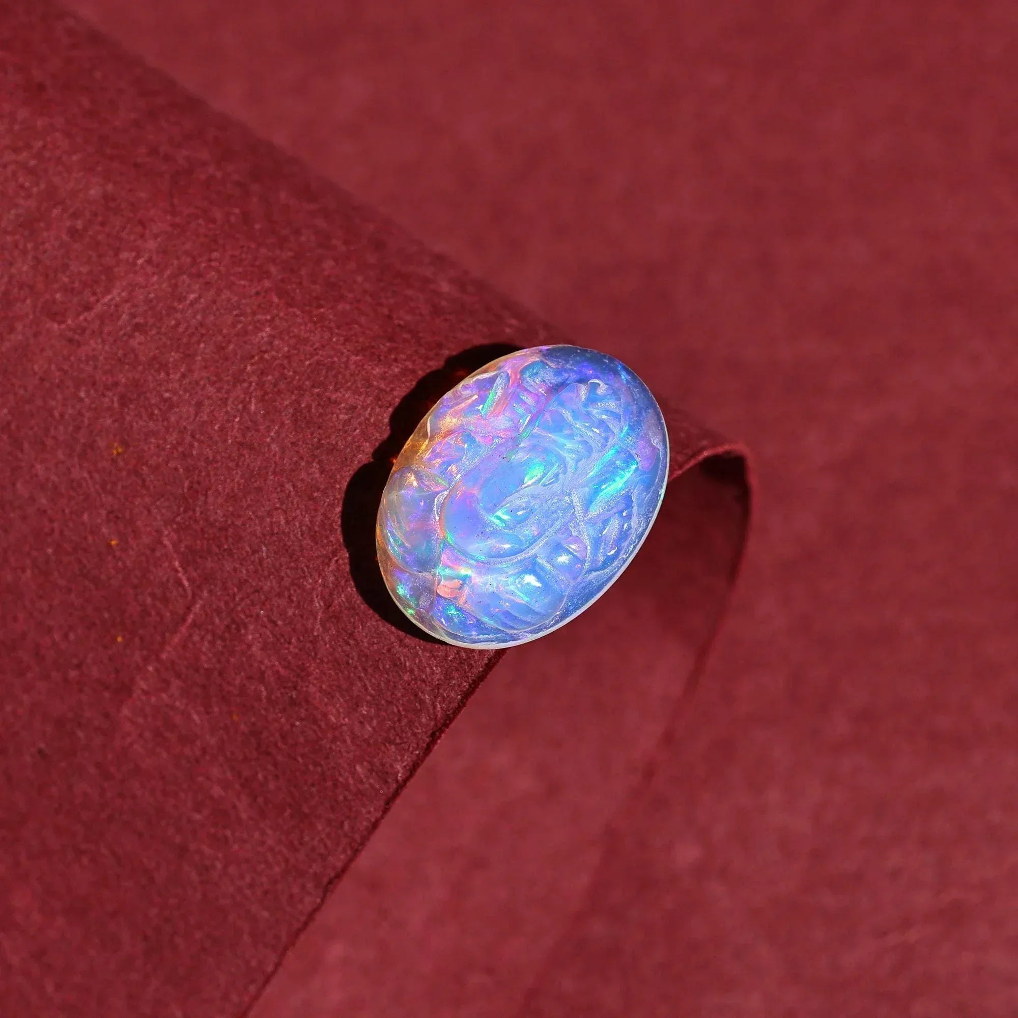 Ethiopian Opal Ganesh Pendant: 5 Carat Carved Gemstone Jewelry loose gemstones