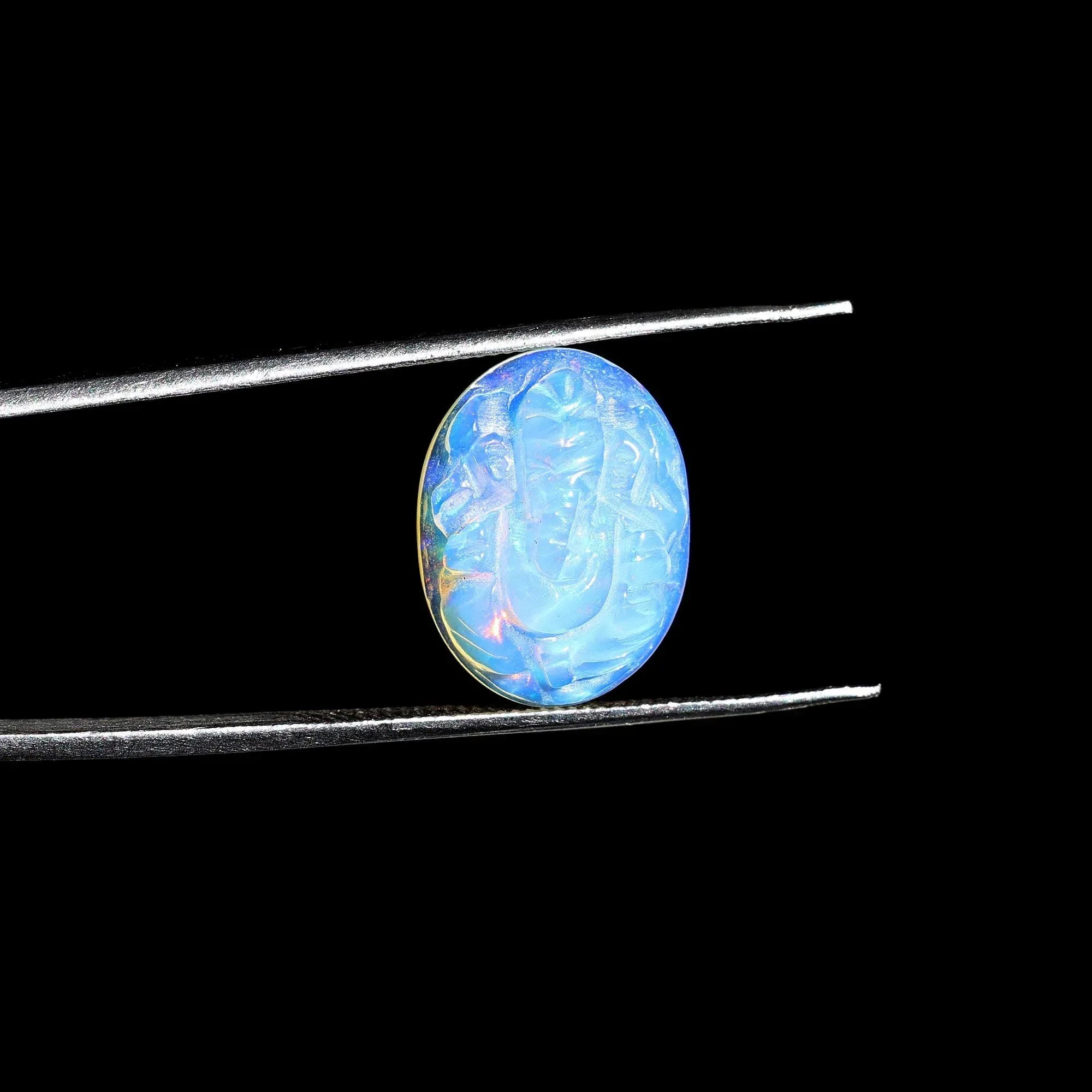 Hand Carved Ethiopian Opal Ganesha: Multi Fire Gemstone Carving (5.10 Carat) loose gemstones