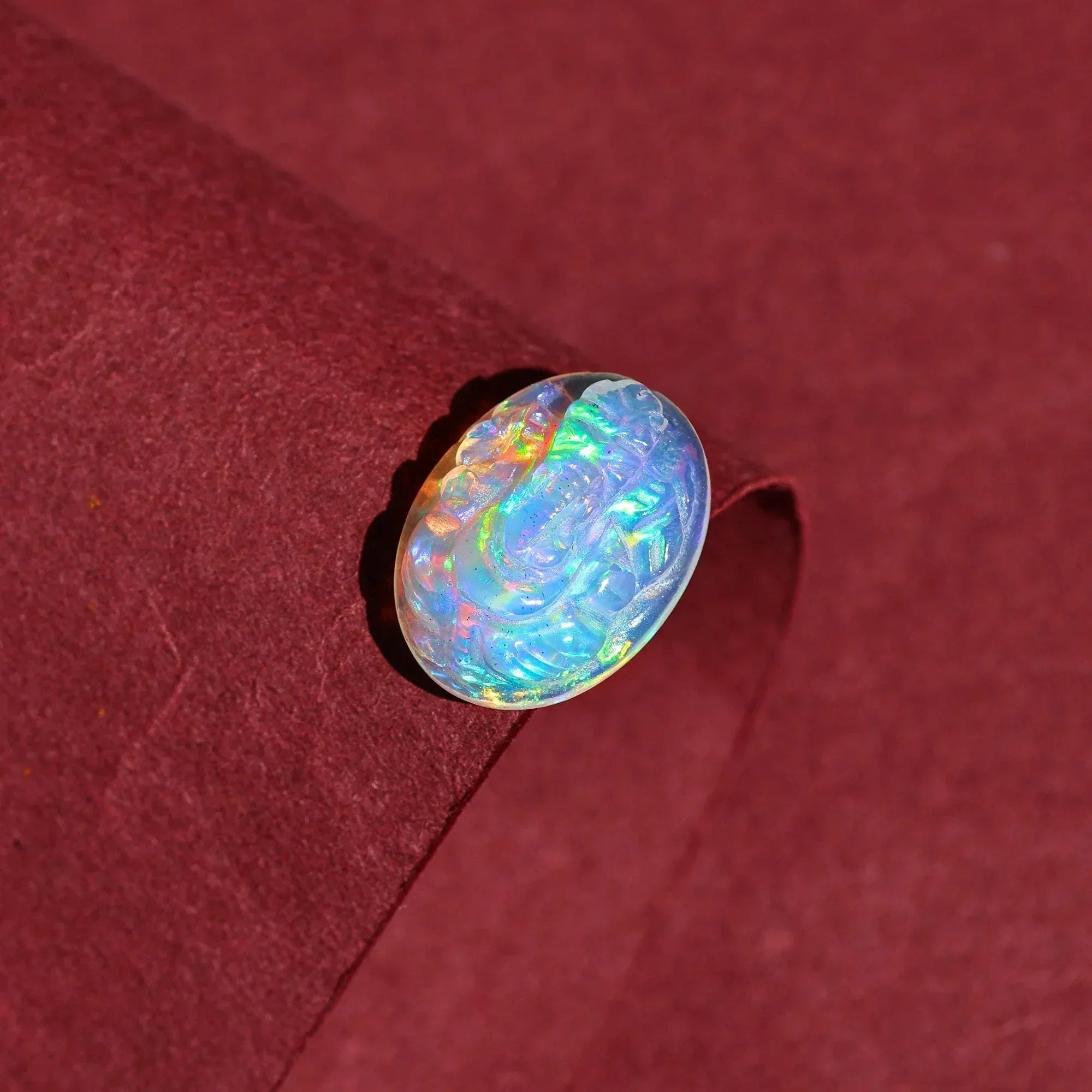 Ethiopian Opal Ganesha Carving: 5.20 Carat Welo Fire Gemstone (12x16mm) loose gemstones