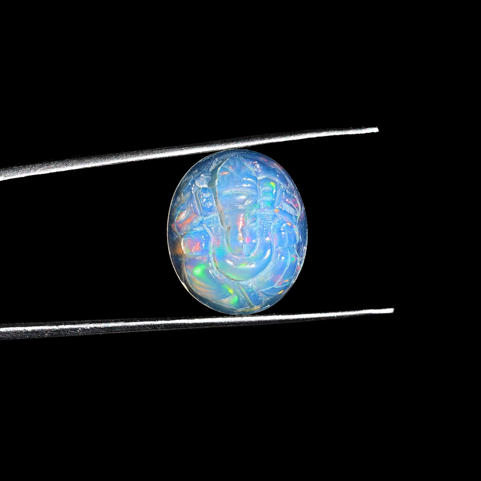 5 Carat Opal Ganesha Statue: Hand Carved Ethiopian Opal