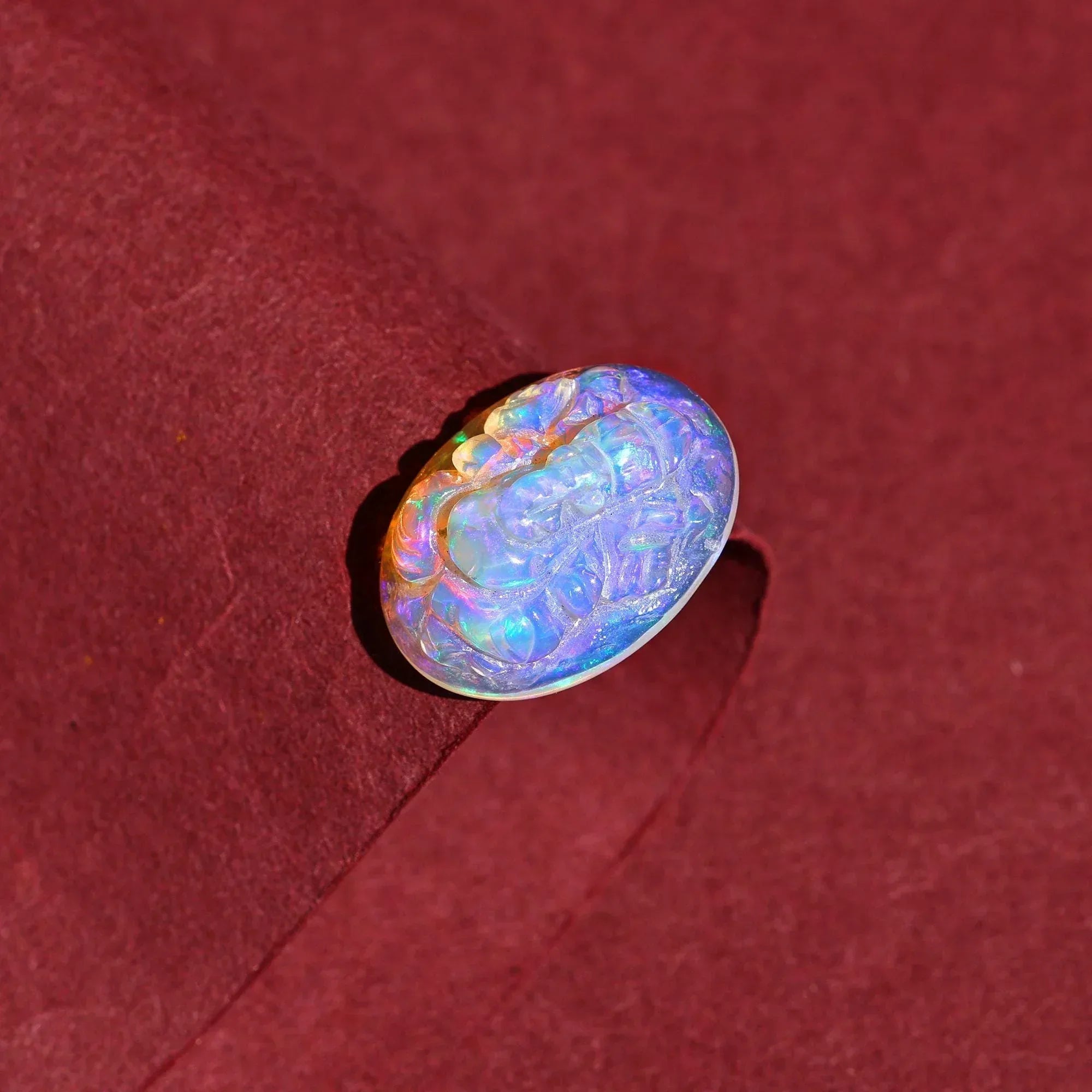 8.60 Carat Carved White Ethiopian Opal Ganesha Figurine loose gemstones