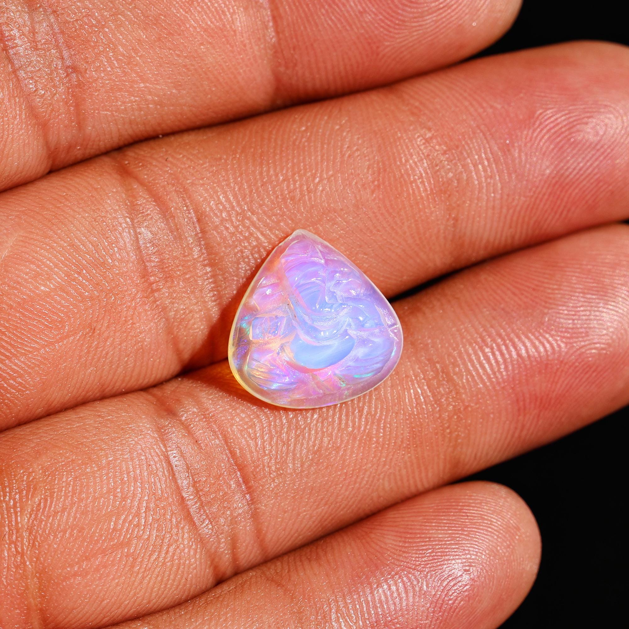 5 Carat Opal Ganesha Carving: Handmade Hindu God Figurine