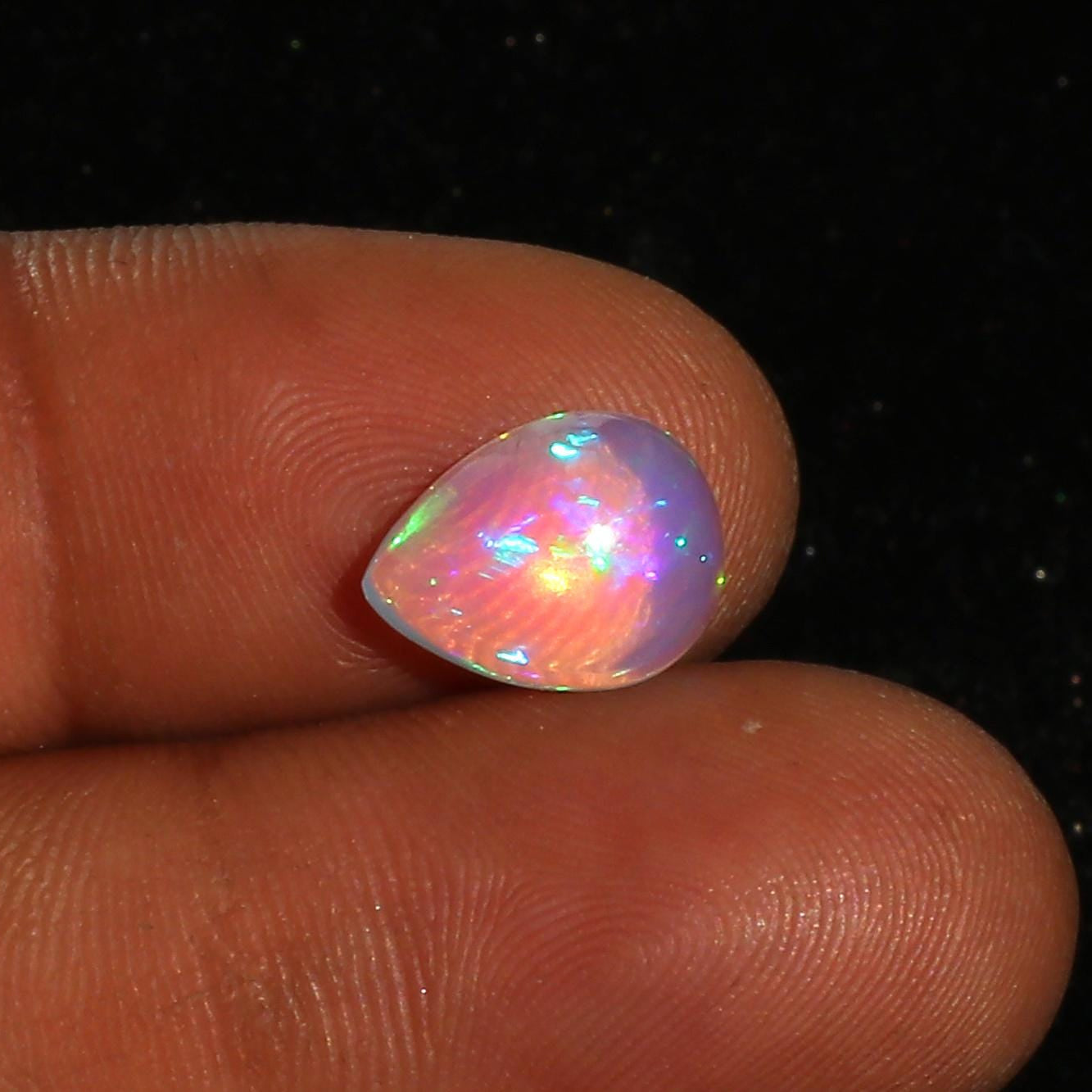 Welo Fire Opal Cabochon: 2.1 ct Ethiopian Gemstone for Jewelry