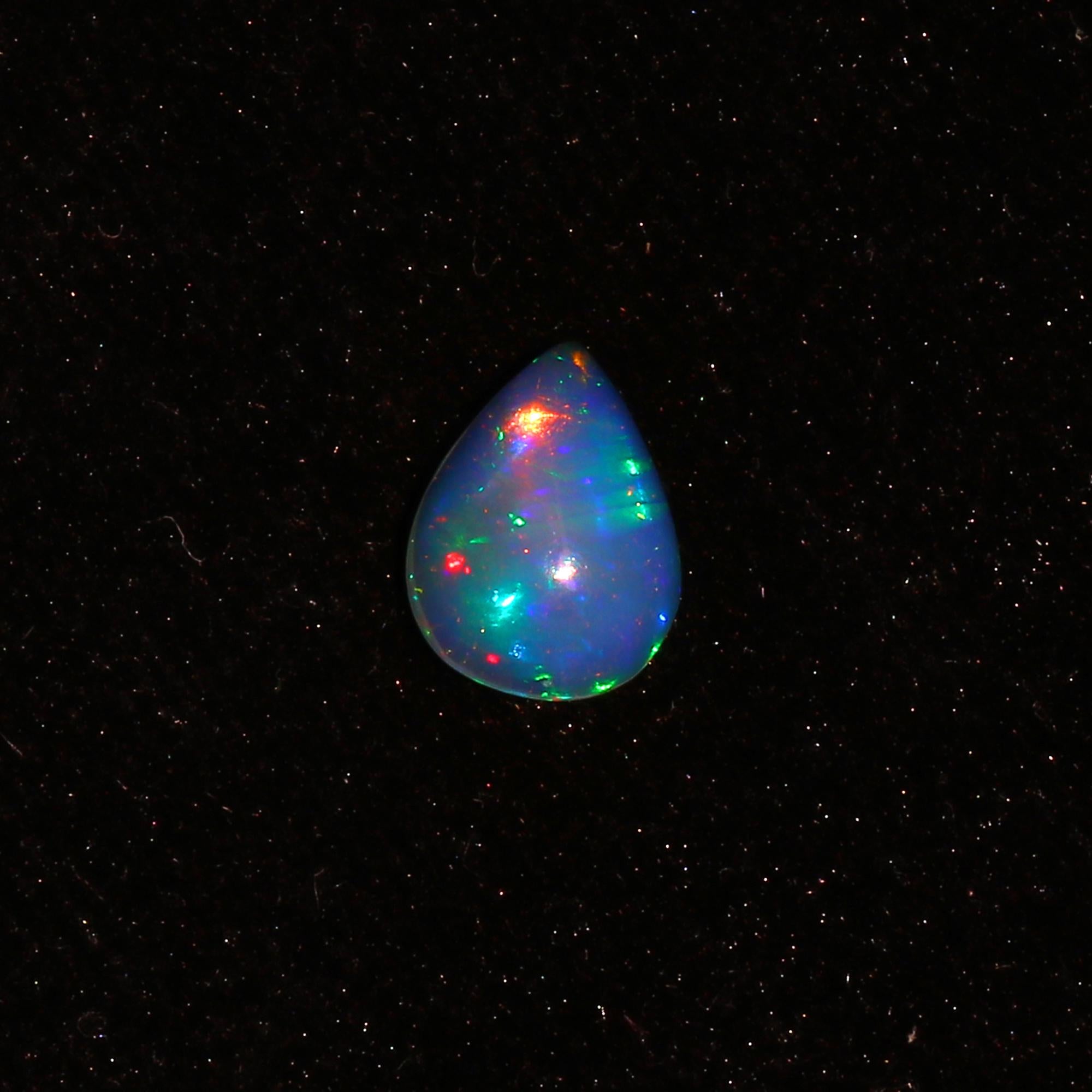 Ethiopian Opal Cabochon: 1.5 ct Pear-Shaped Gemstone, October Birthstone