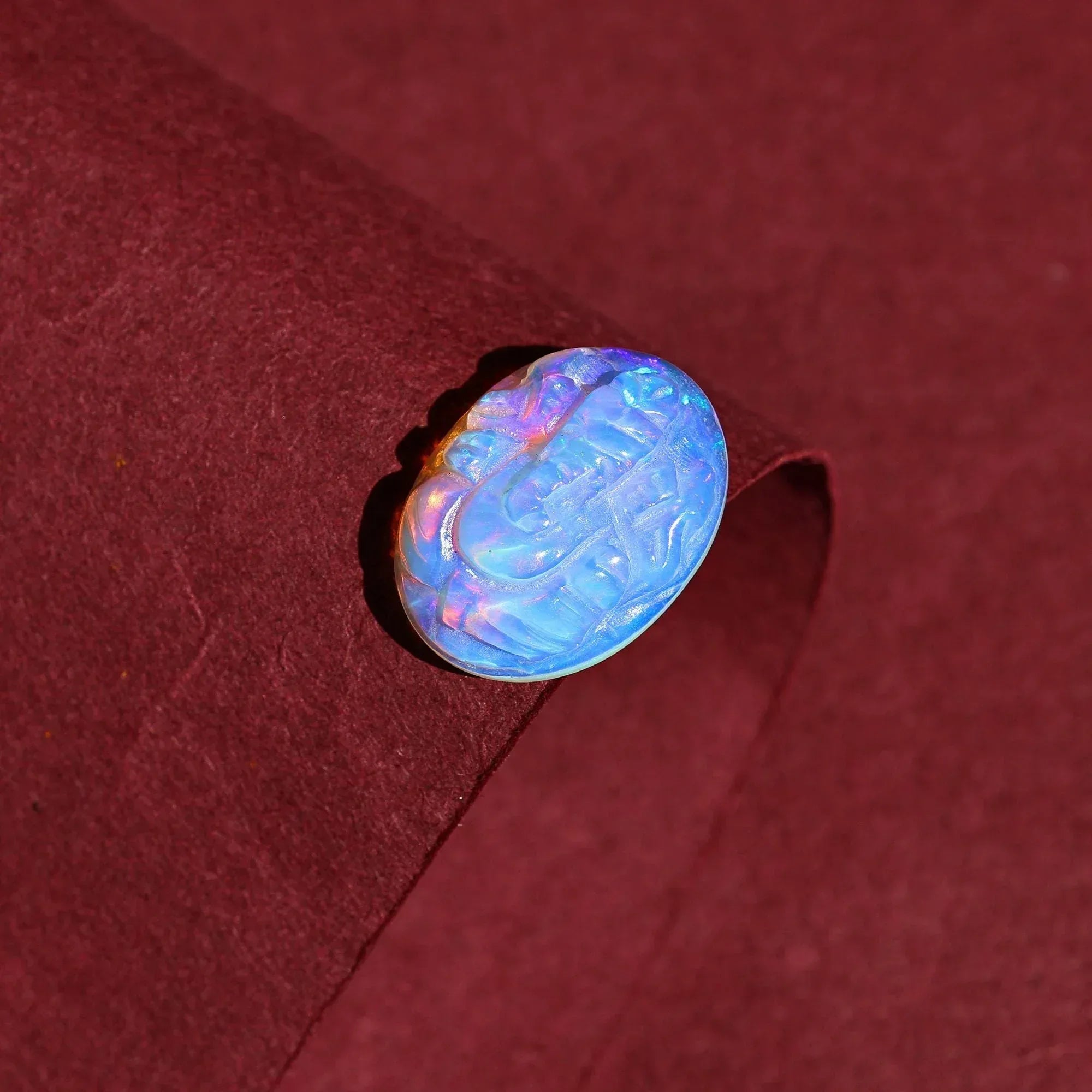 Hand Carved Ethiopian Opal Ganesha: Multi Fire Gemstone Carving (5.10 Carat) loose gemstones