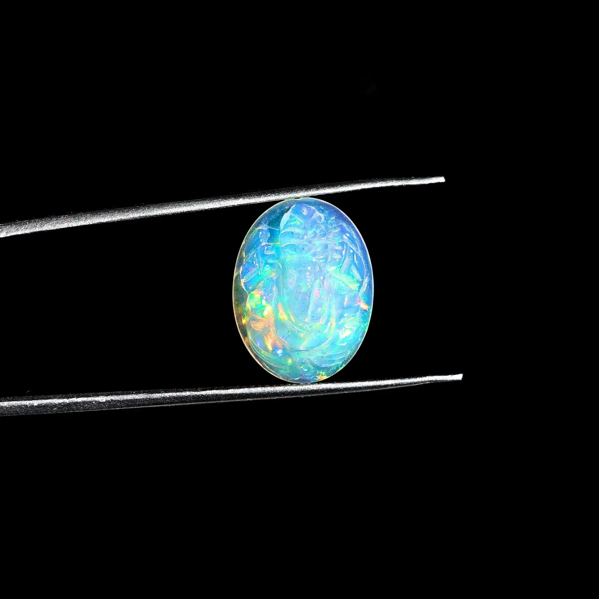 Ethiopian Opal Ganesha Carving: 5.20 Carat Welo Fire Gemstone (12x16mm) loose gemstones