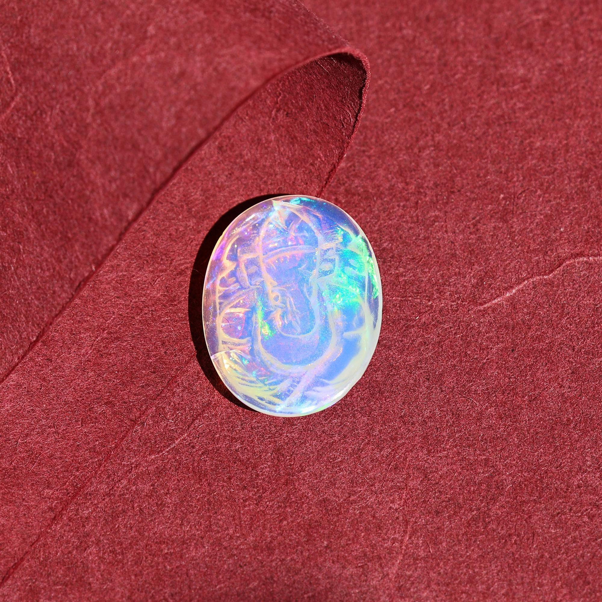 Carved Opal Ganesha Statue: 5.60 Carat Ethiopian Gemstone Carving loose gemstones