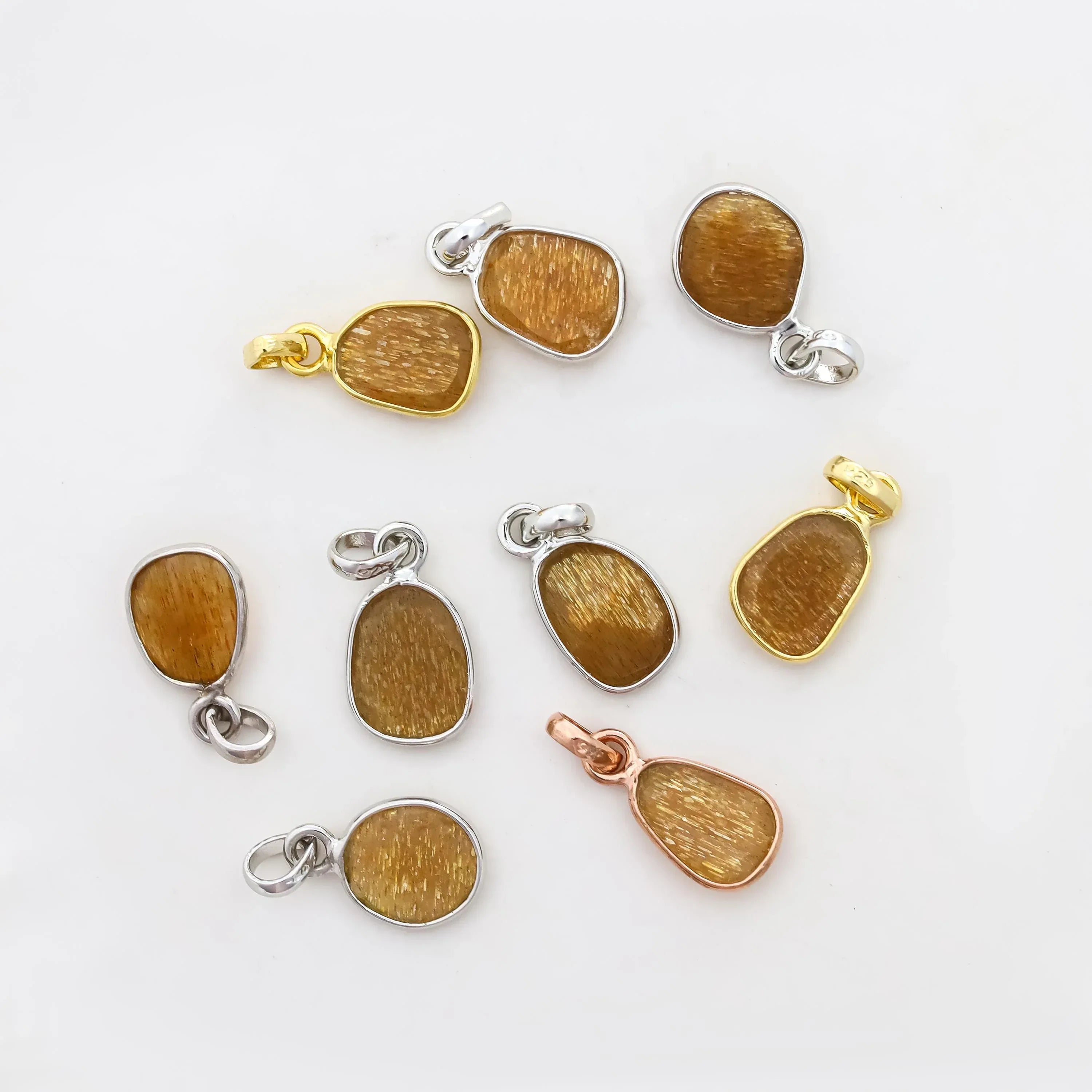 Natural Golden Feldspar Pendant – Sterling Silver Handmade Jewelry Jewelry