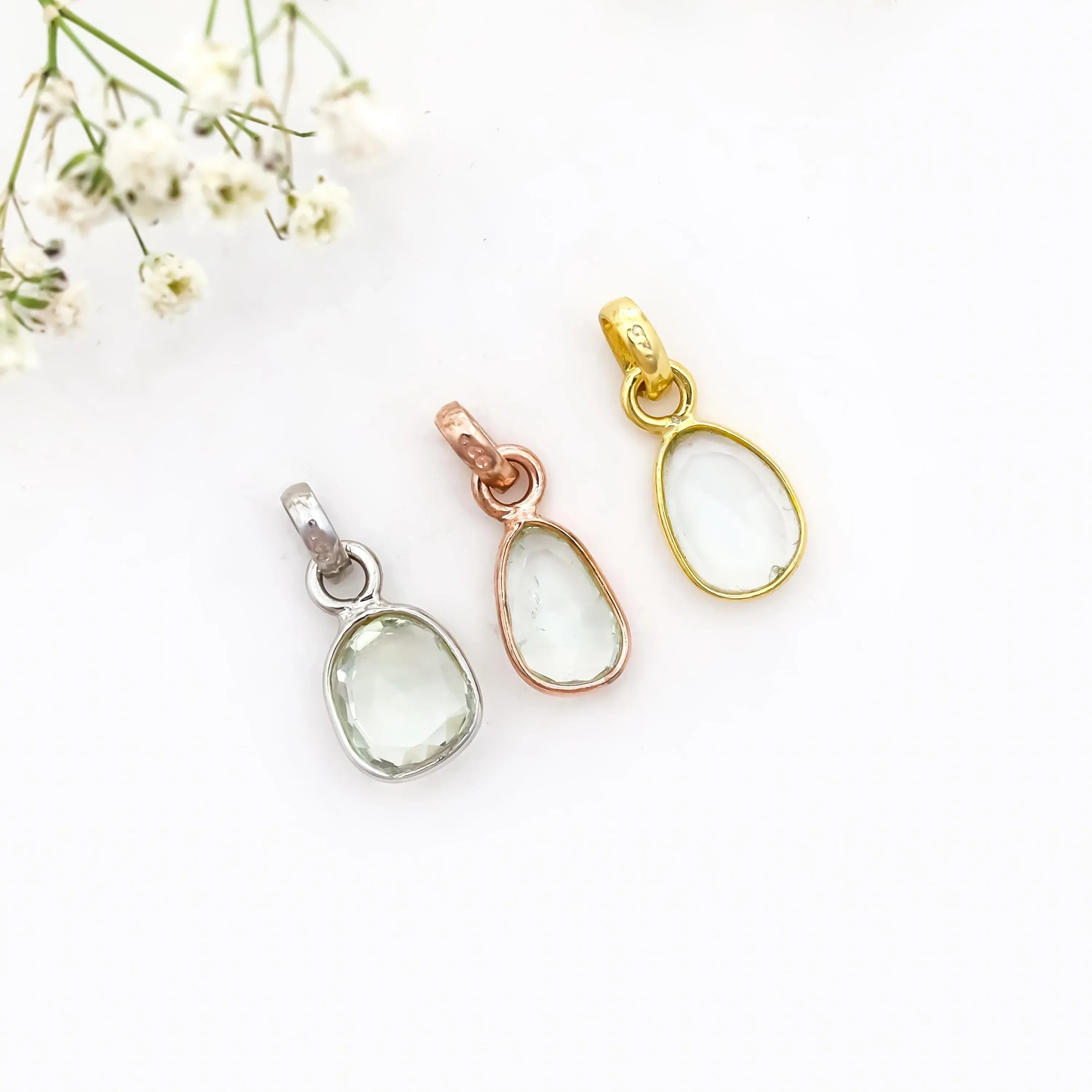 Green Amethyst Pendant: Handmade 925 Sterling Silver Solitaire Necklace Jewelry