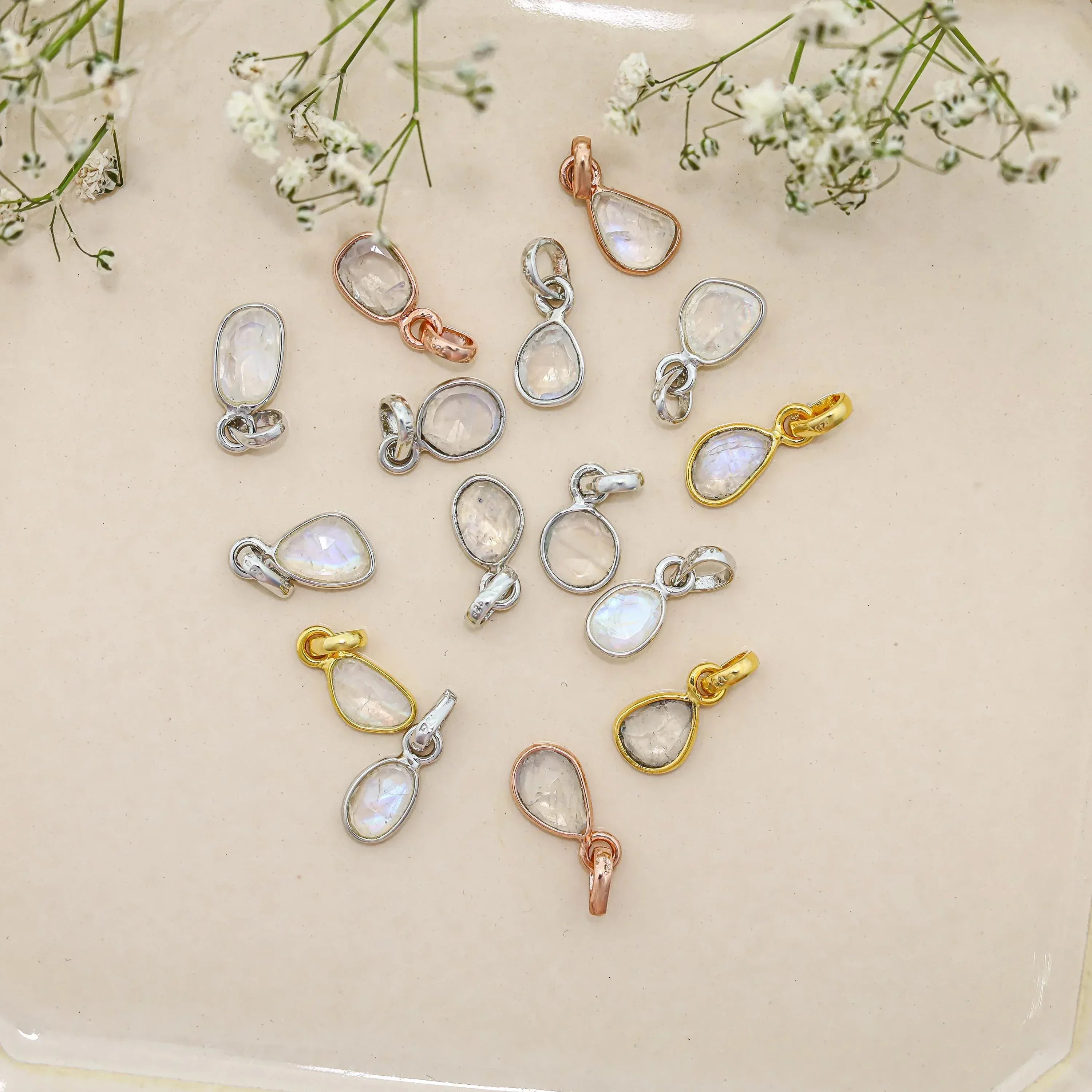 Rainbow Moonstone Pendant: 925 Sterling Silver Gemstone Necklace Jewelry