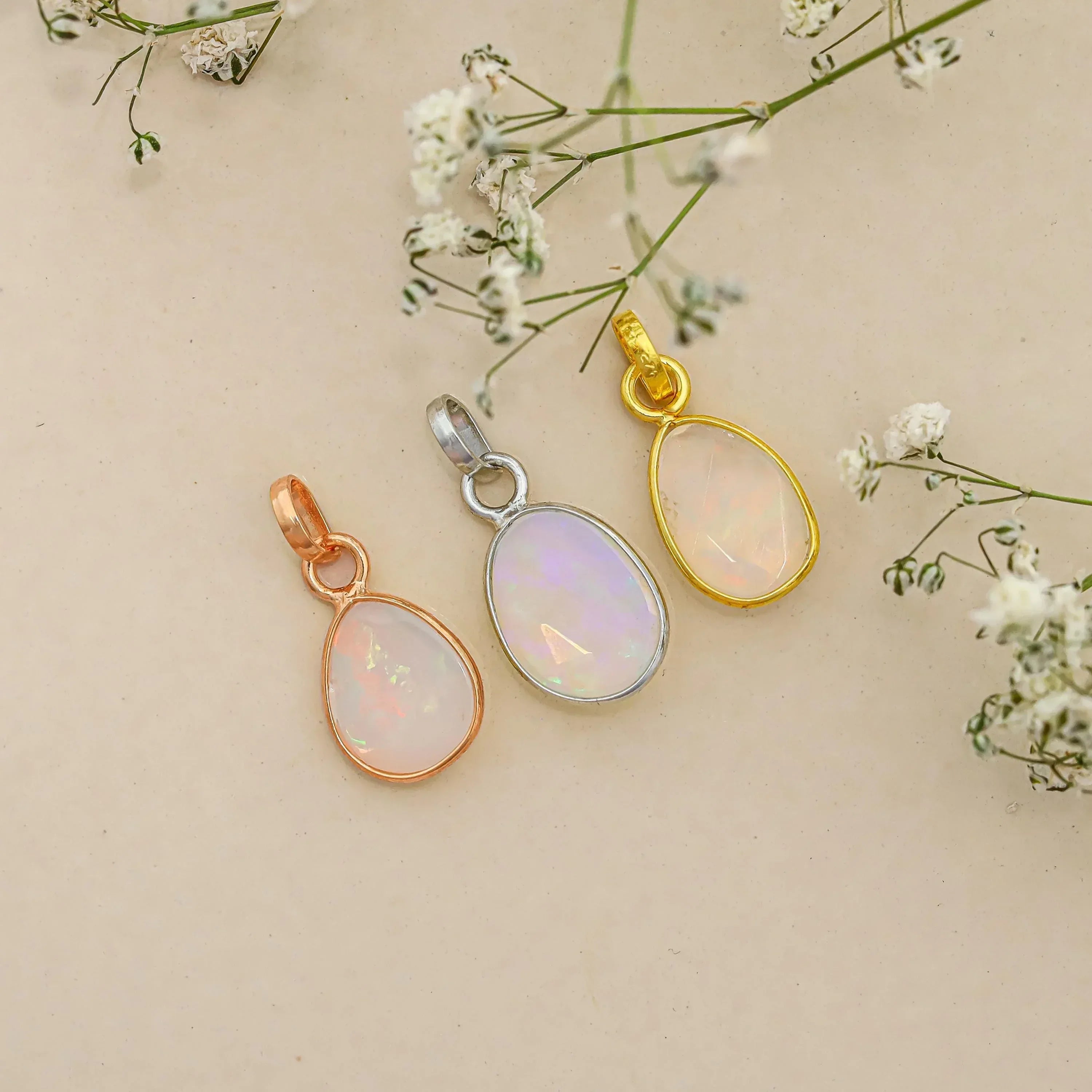Natural Ethiopian Opal Pendant: 925 Sterling Silver, Rose Cut Gemstone Jewelry