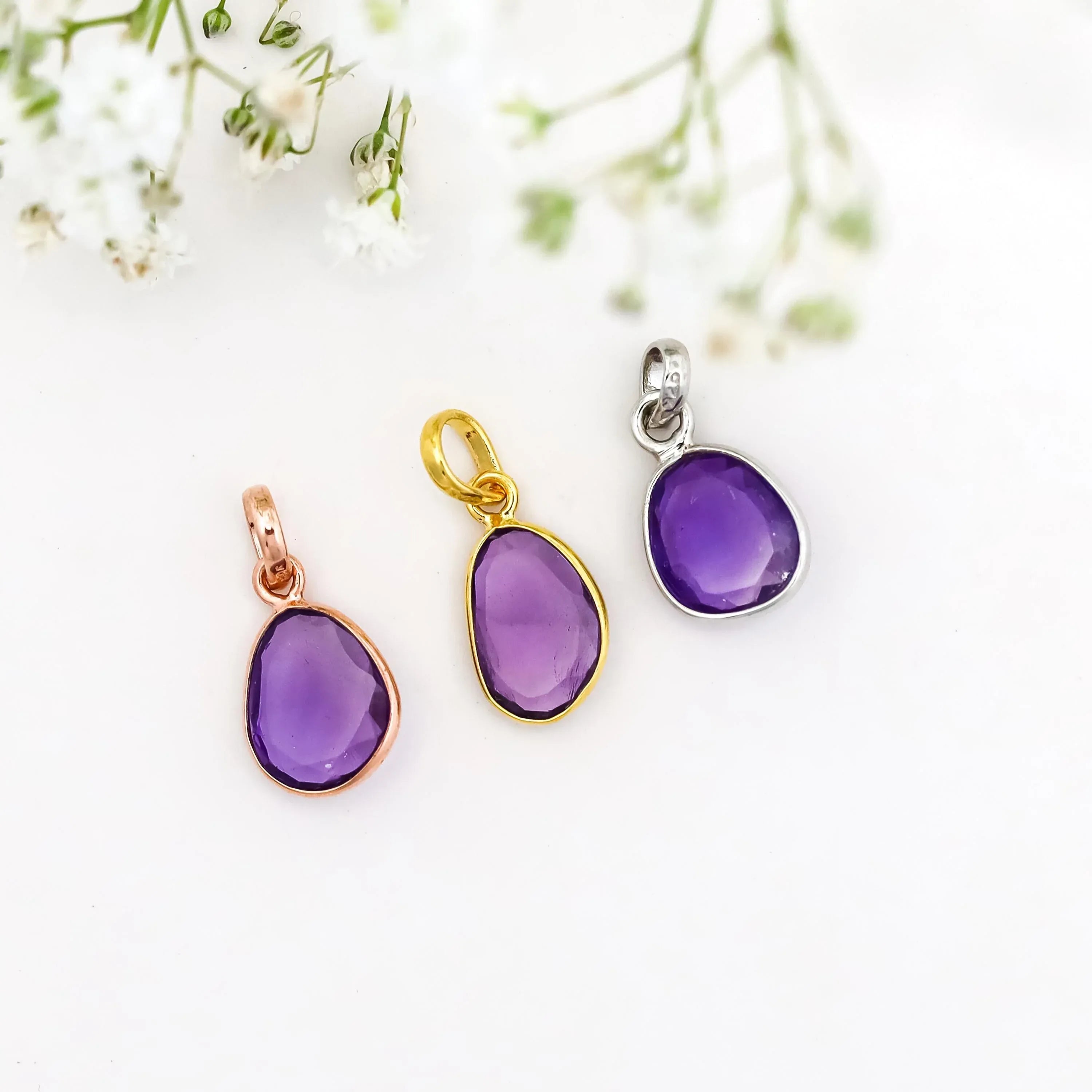 Rose Cut Amethyst Pendant: 925 Sterling Silver, Handmade Gemstone Necklace Jewelry