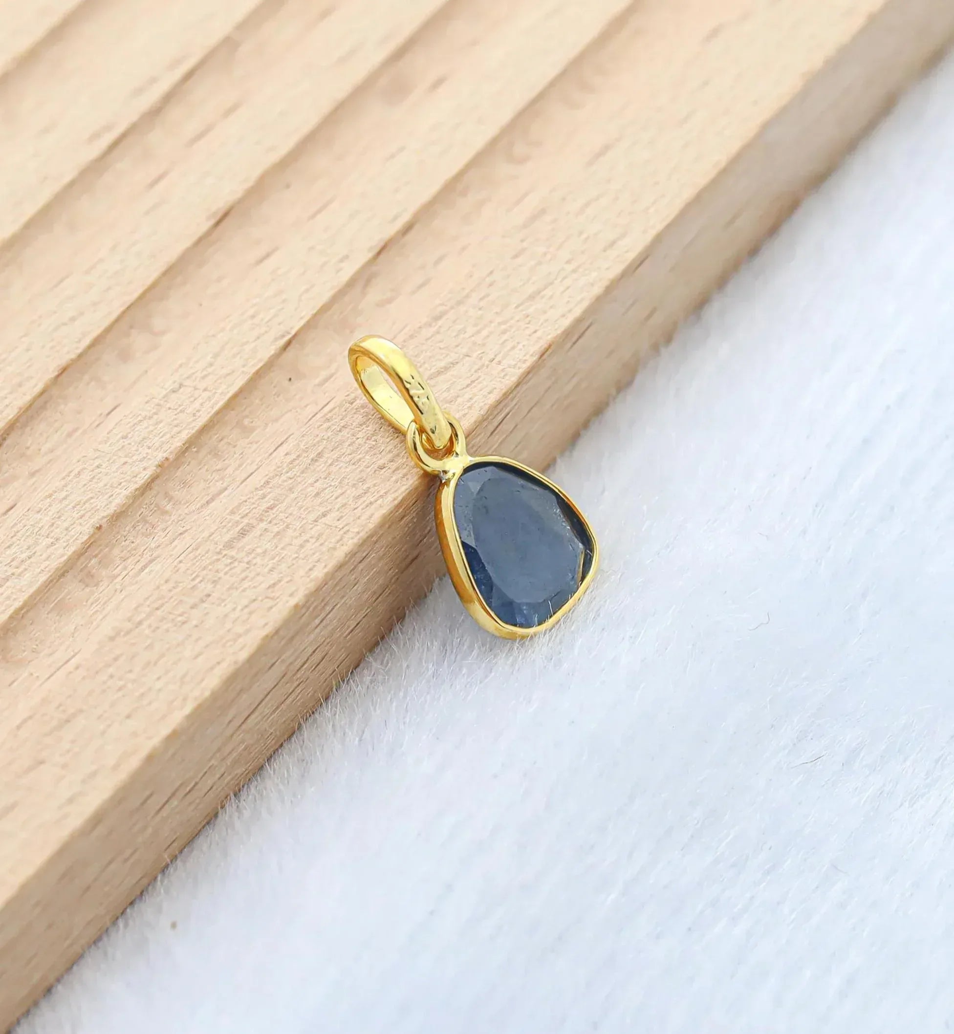 Minimalist Blue Sapphire Pendant: Sterling Silver Gemstone Jewelry Jewelry