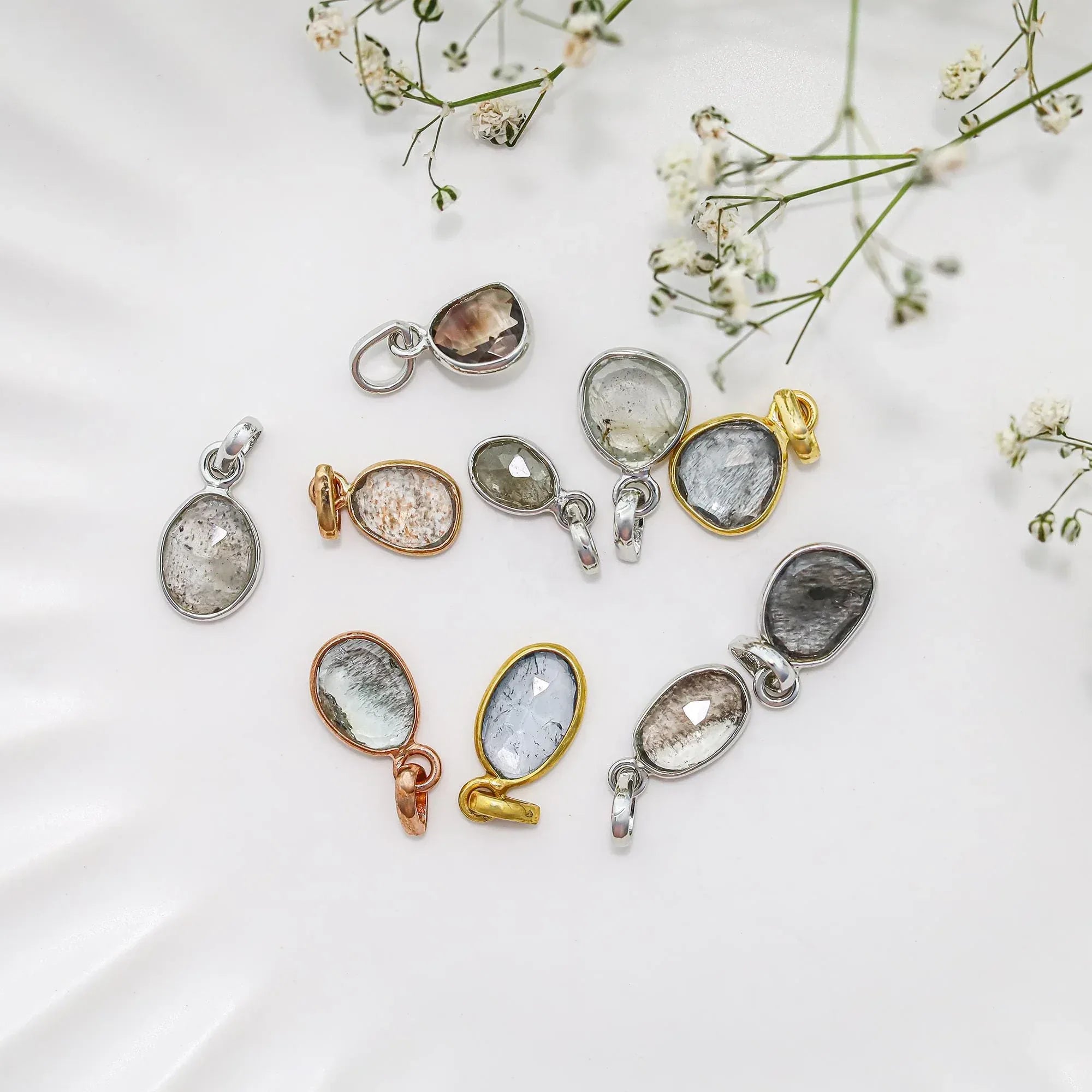 Vintage Moss Aquamarine 925 Silver Pendant: Handmade Boho Necklace Jewelry