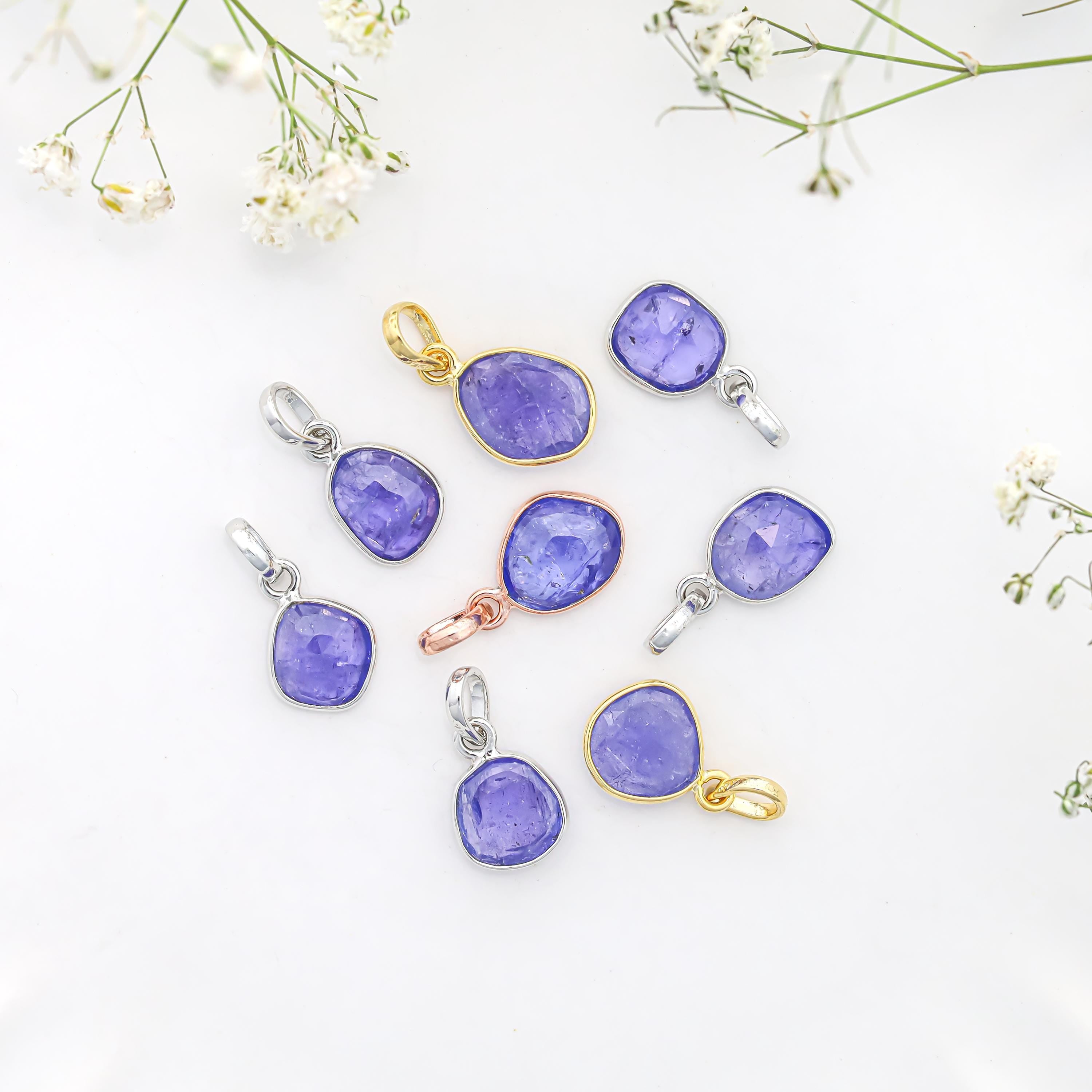 Rose Cut Tanzanite Silver Pendant Necklace: December Birthstone