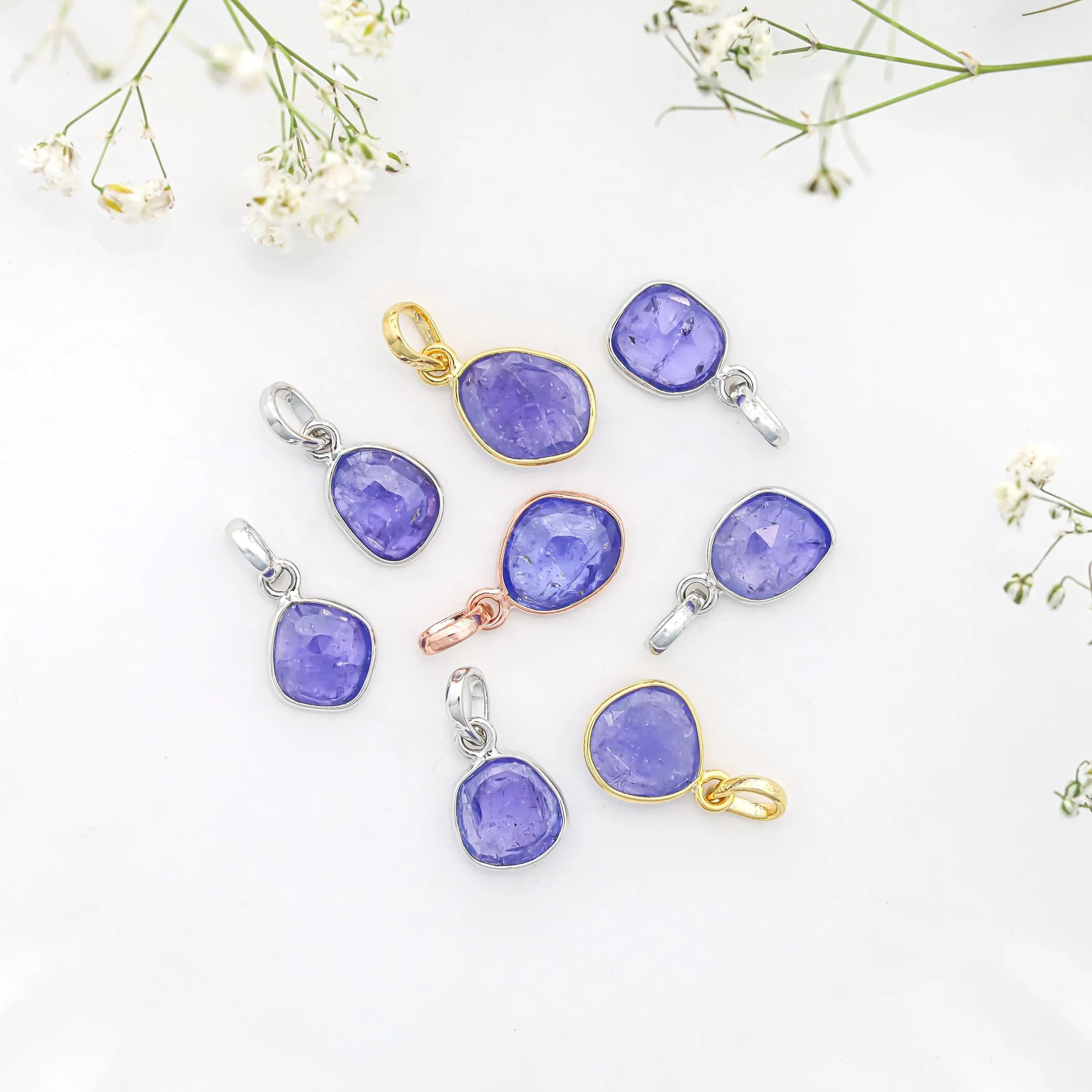 Rose Cut Tanzanite Silver Pendant Necklace: December Birthstone Jewelry
