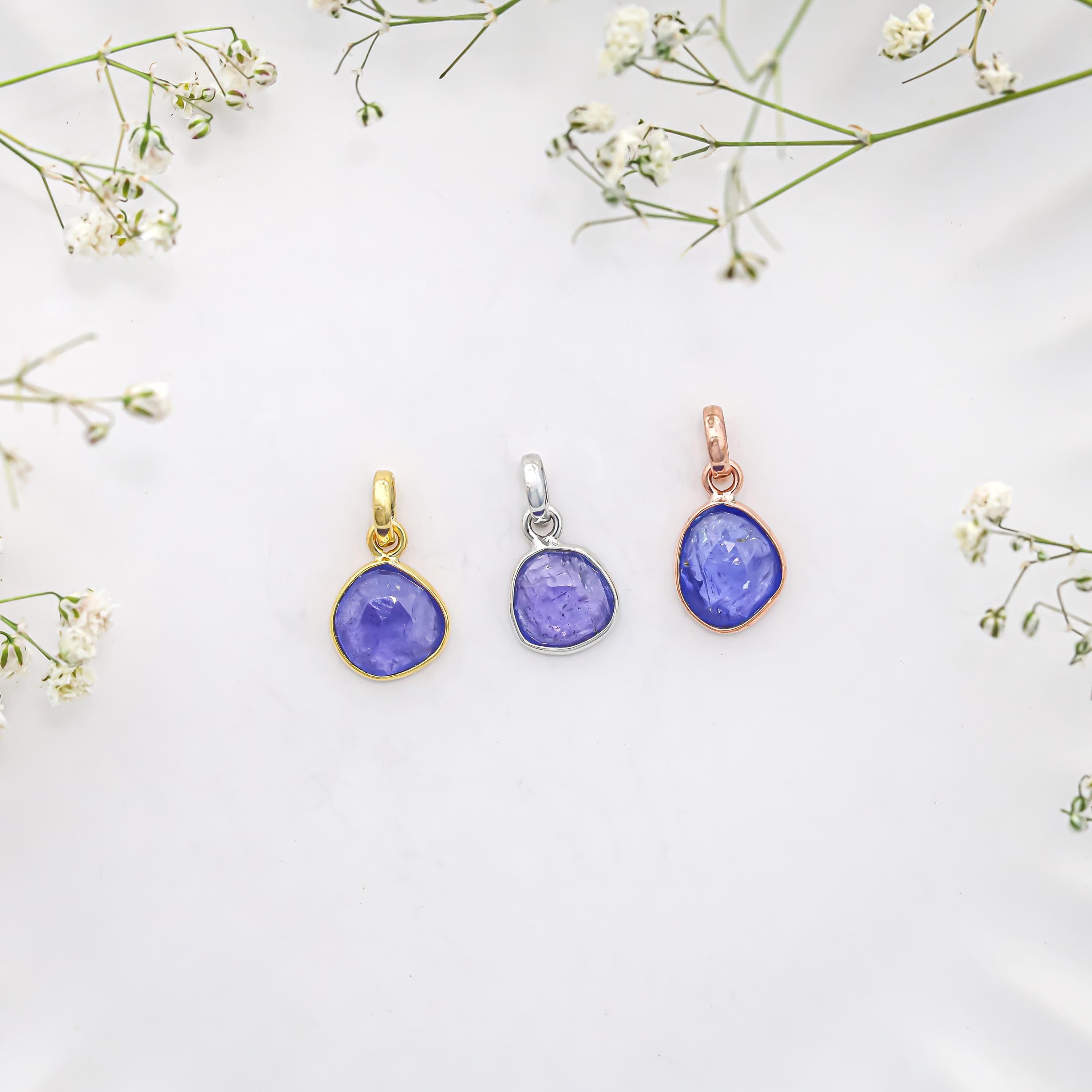 Rose Cut Tanzanite Silver Pendant Necklace: December Birthstone