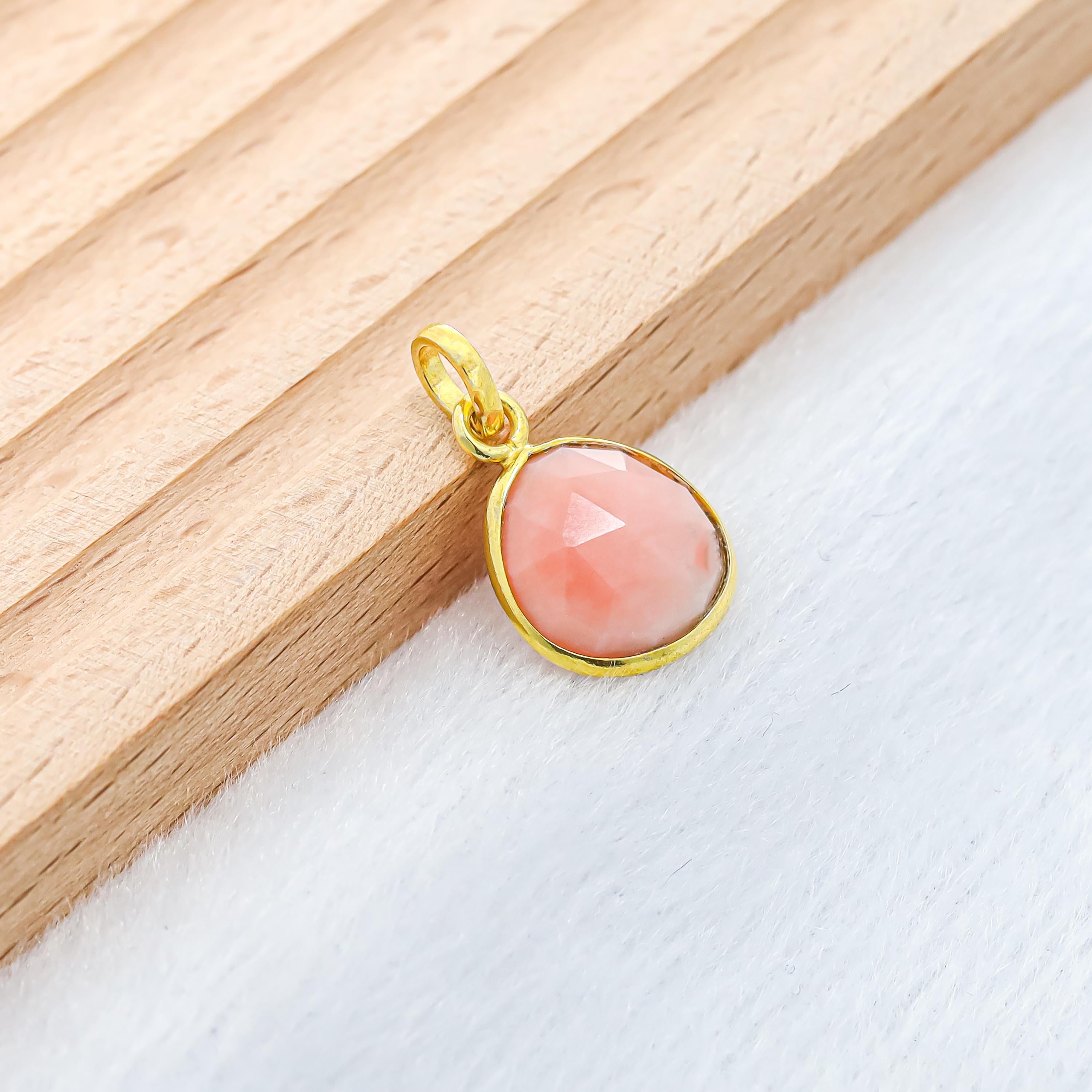 Pink Opal Pendant: Sterling Silver Bezel, Natural Gemstone Jewelry
