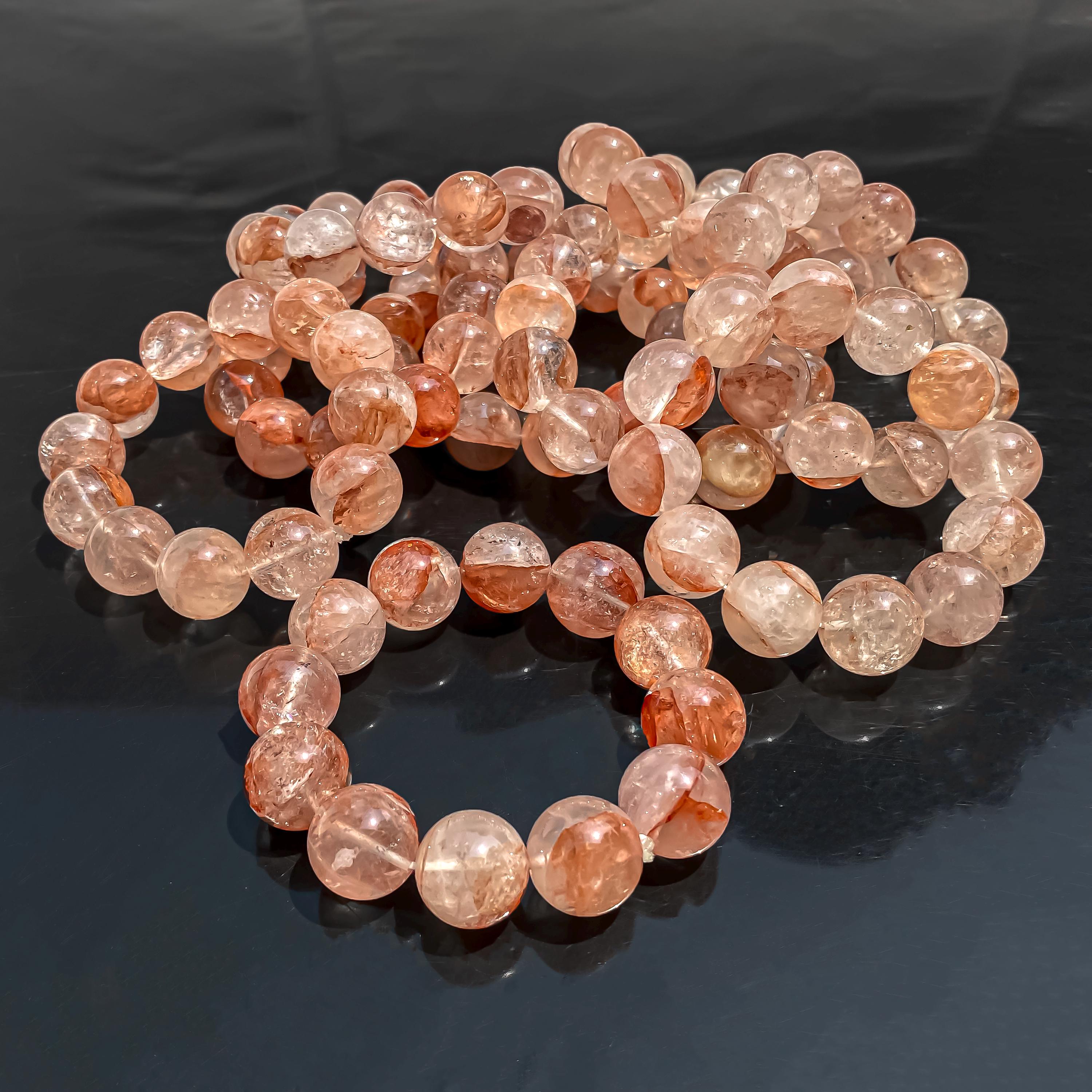 Himalayan Pink Quartz Crystal Bracelet: Handmade Gemstone Healing Jewelry