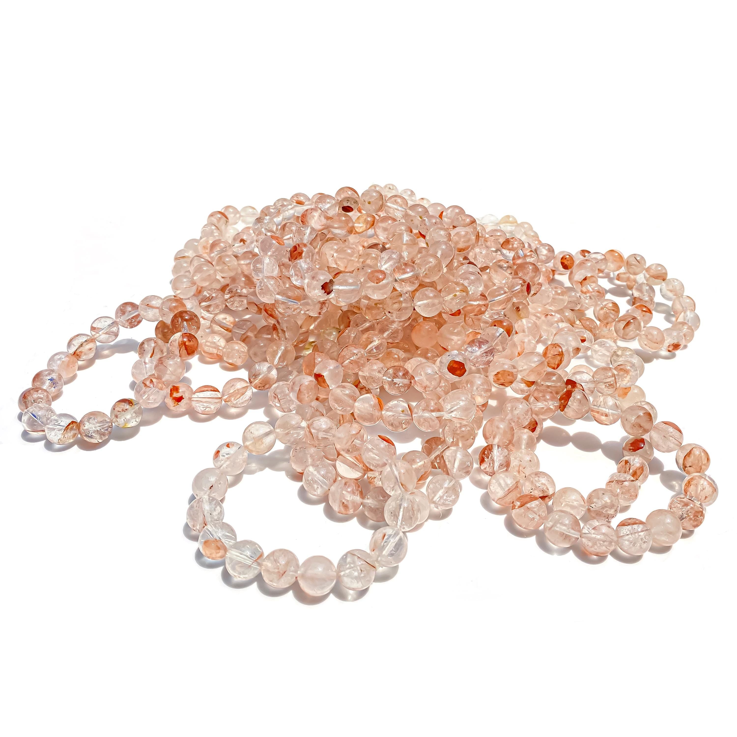 Himalayan Pink Quartz Bracelet: Natural Crystal Gemstone Jewelry
