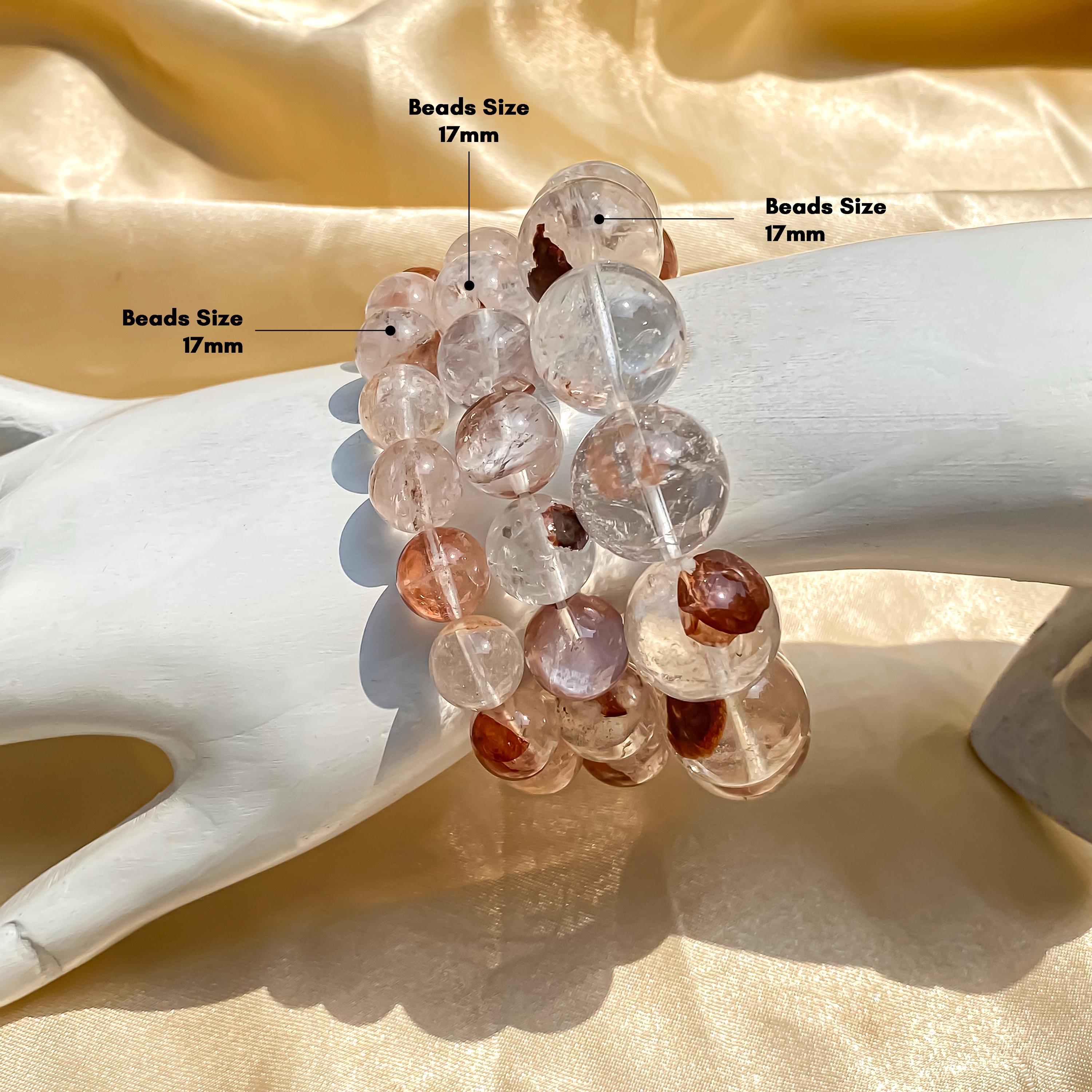 Himalayan Pink Quartz Crystal Bracelet: Natural Gemstone Stretch Jewelry