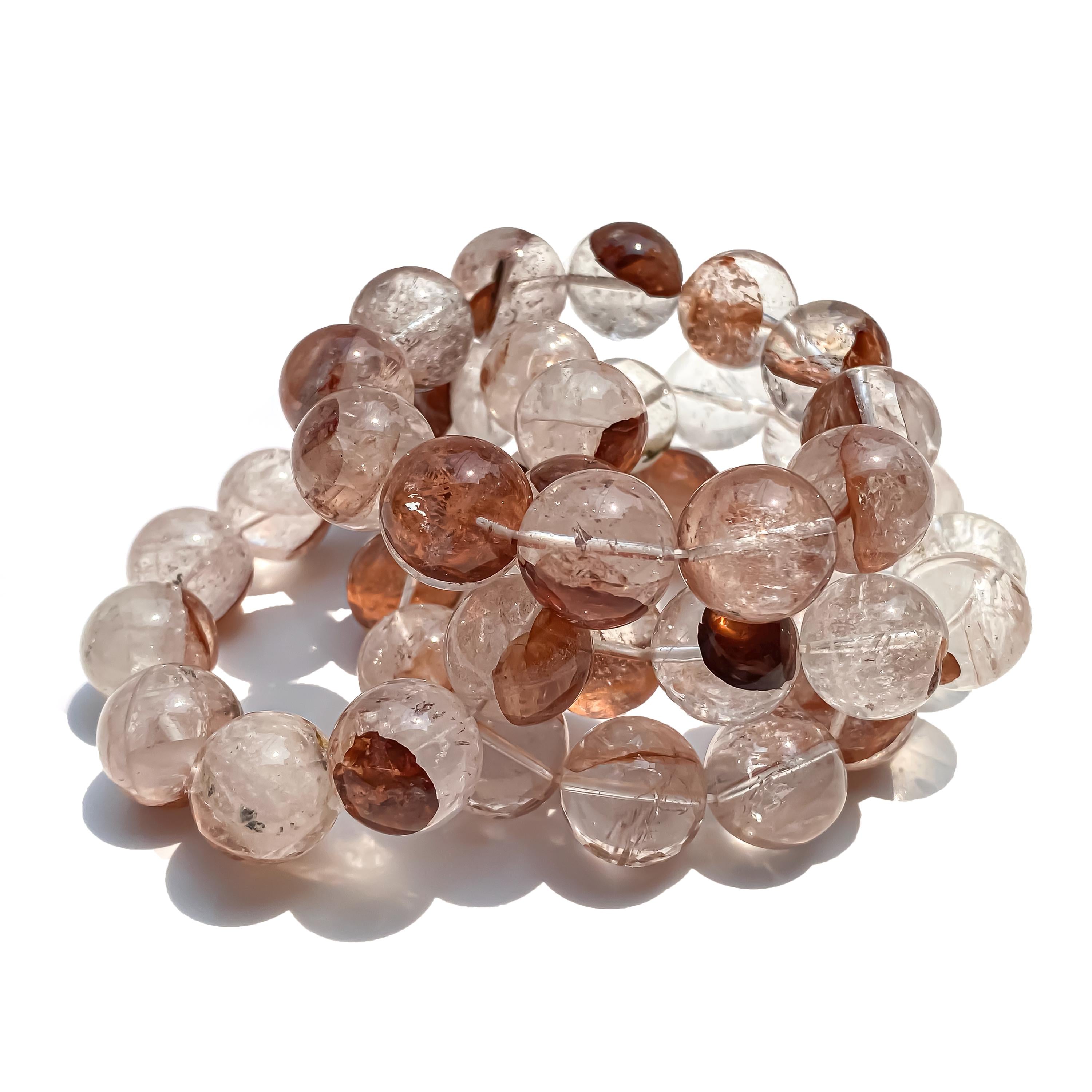 Himalayan Pink Quartz Bracelet: Natural Gemstone Beads, Spiritual Jewelry