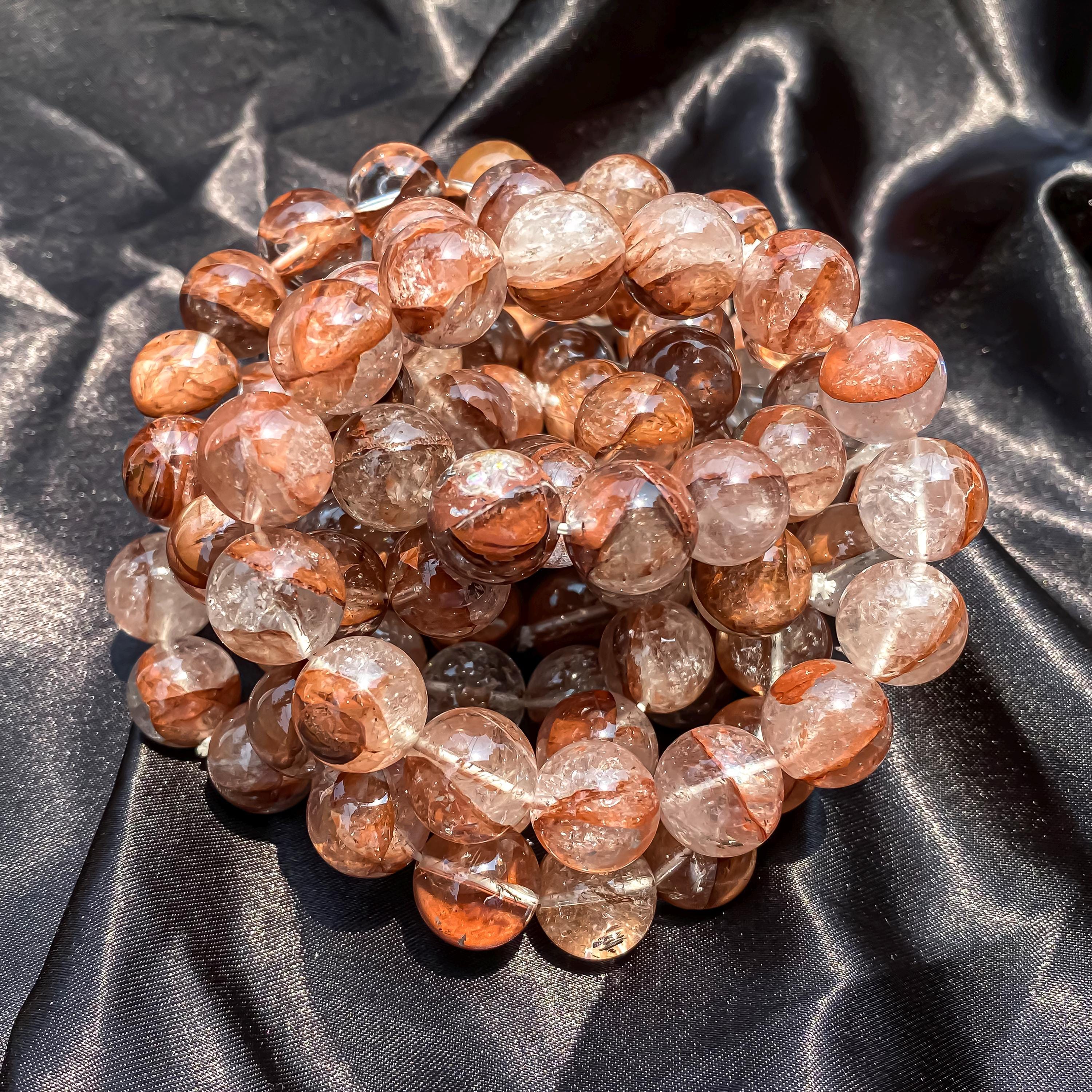 Himalayan Pink Quartz Beaded Bracelet: Handmade Crystal Healing Jewelry