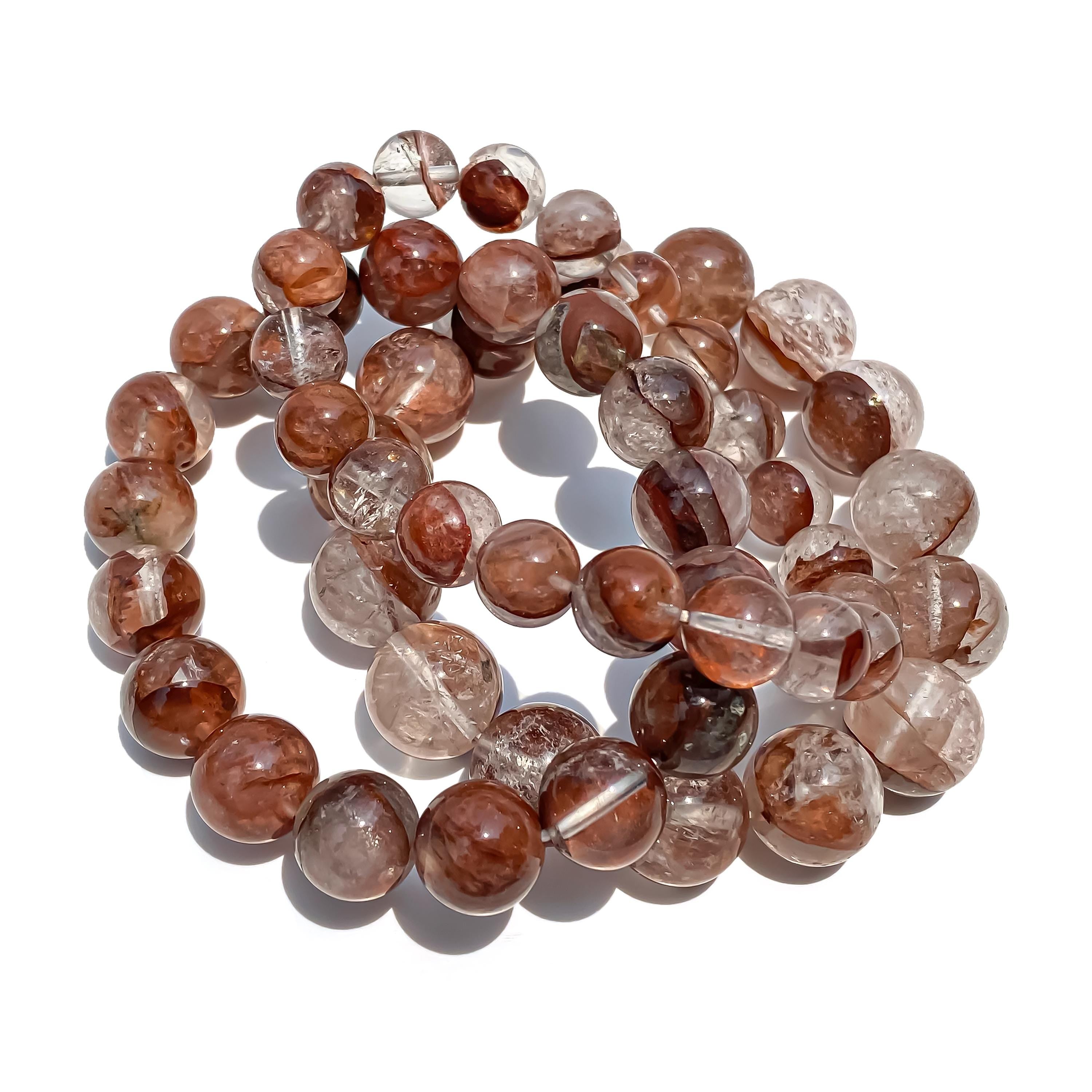 Himalayan Pink Quartz Beaded Bracelet: Handmade Crystal Healing Jewelry