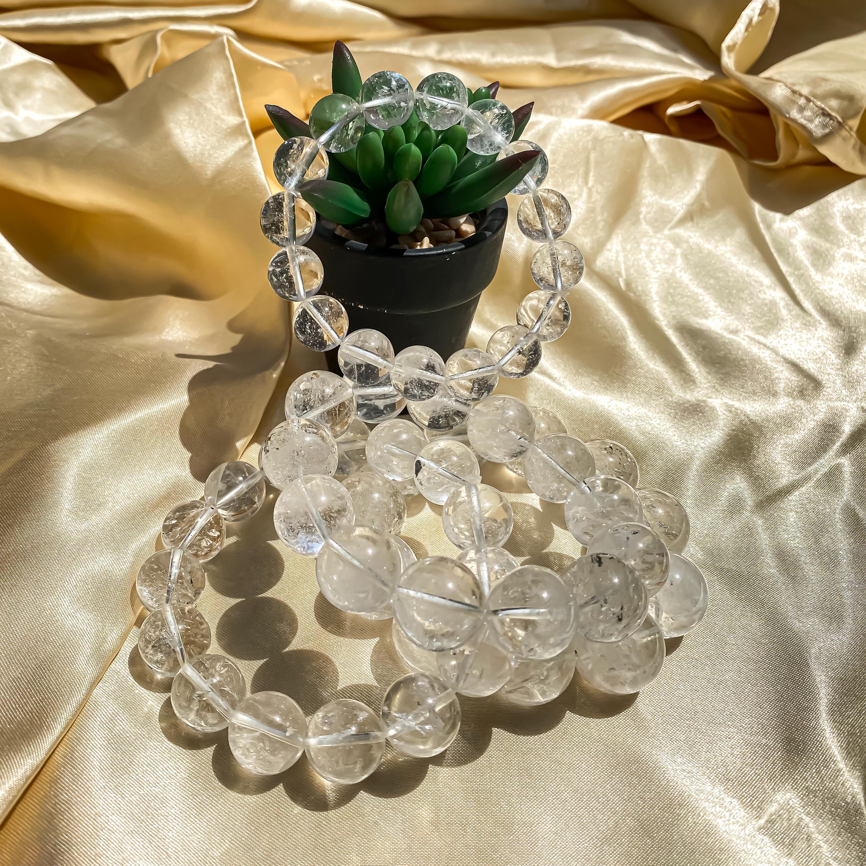 Himalayan White Quartz Bracelet: Rainbow Crystal Energy Healing Himalayan Quartz Bracelets
